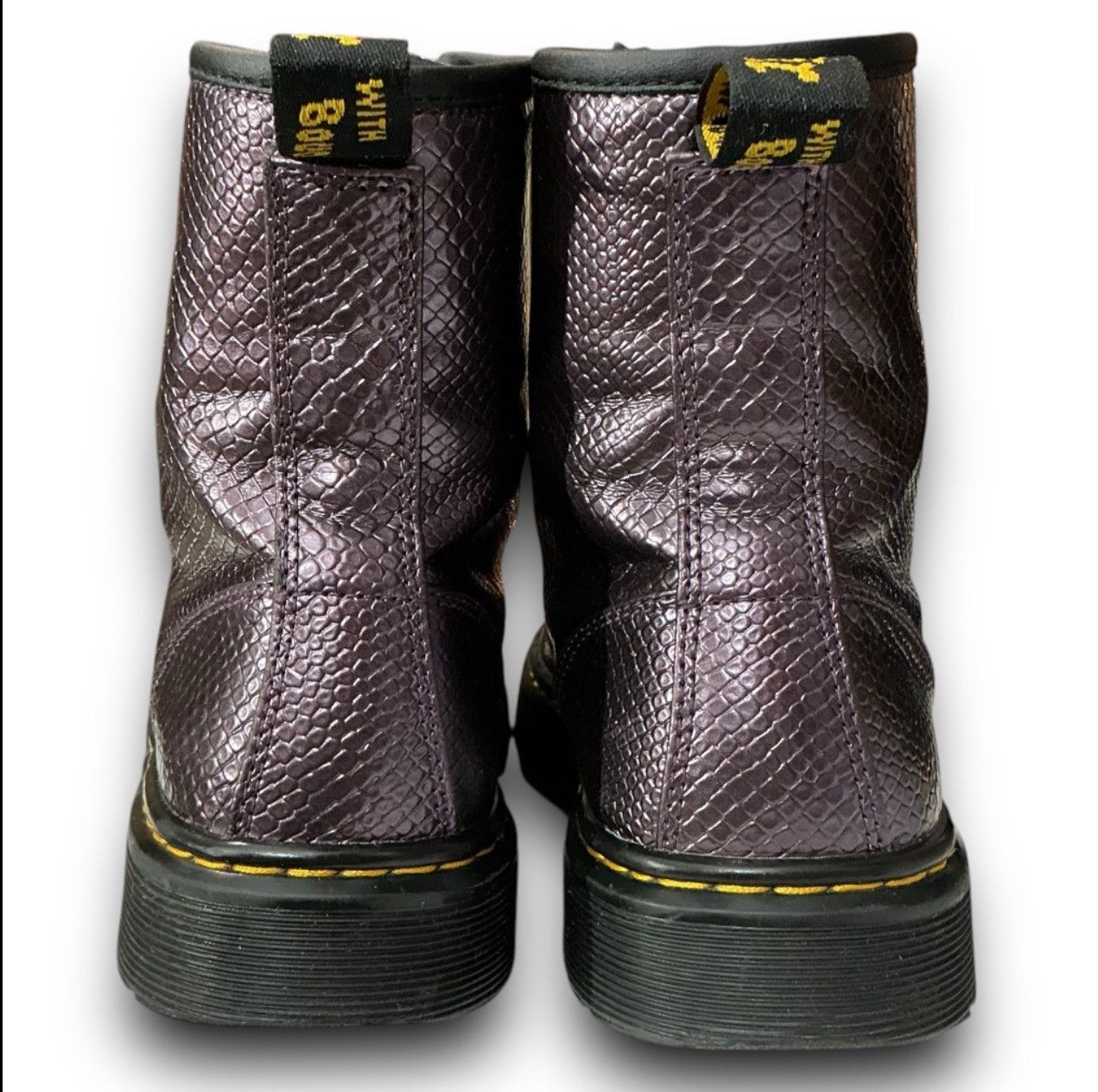 Dr. Martens Zavala Oxblood Metallic Reptile Snake Embossed Combat Boots Size US 6 / IT 36 - 7 Thumbnail