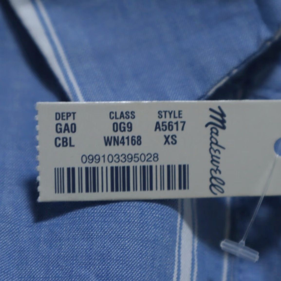 Madewell Madewell Shirt Striped Blue Women's XS Popover Chambray 1/2 Button Up A5617 Size XS / US 0-2 / IT 36-38 - 6 Thumbnail