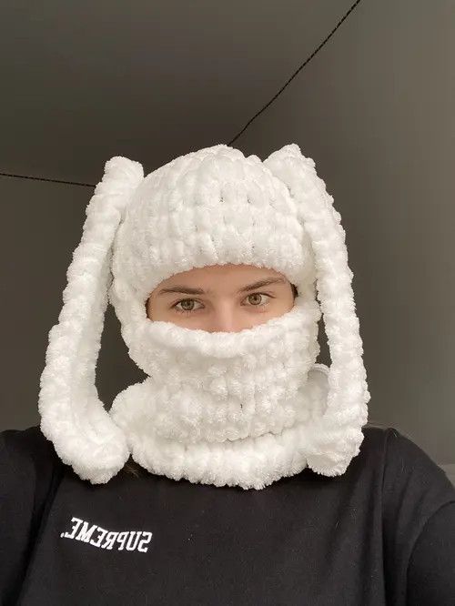 Handmade Handmade Knitted Balaclava Bunny Rabbit Style 205w39nyc Size ONE SIZE - 6 Thumbnail