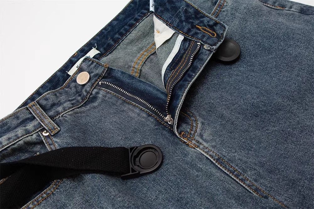 Japanese Brand Washed distressed men's street style loose belt jeans Size US 32 / EU 48 - 5 Thumbnail