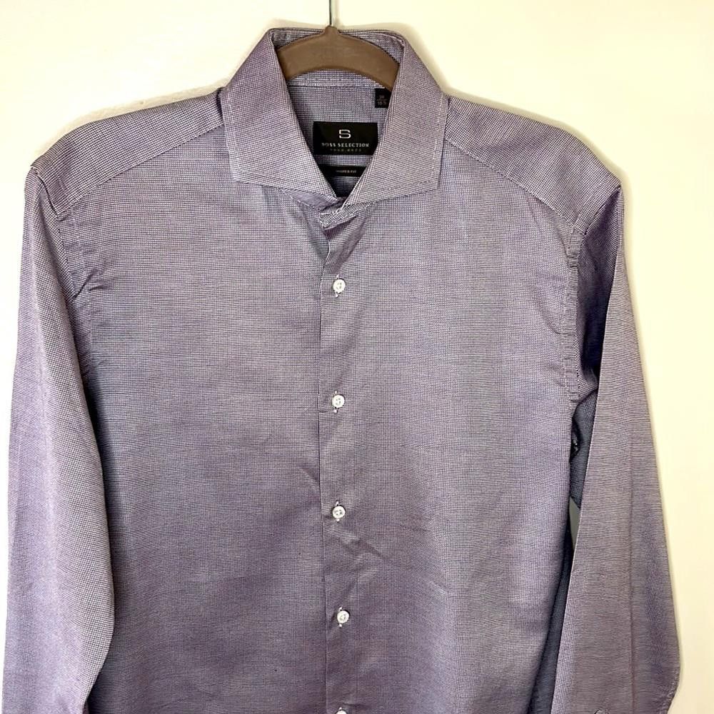 Hugo Boss Slim Fit- BOSS Selection - sz15.5 - Lavender/Silver-100% Ctn Size 38R - 2 Thumbnail