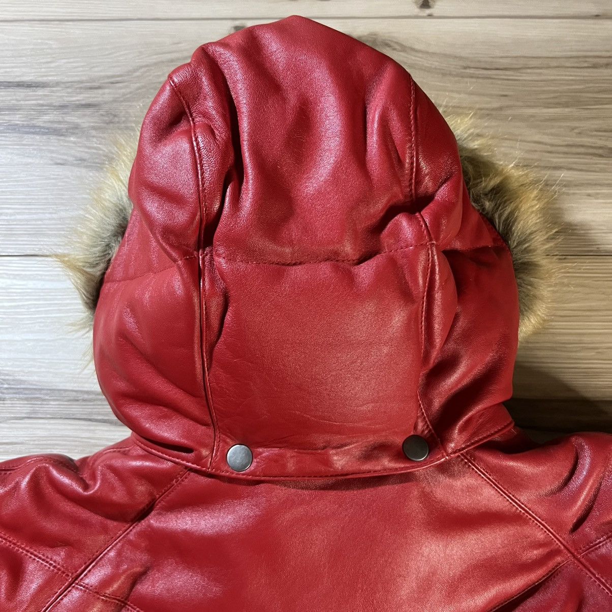Supreme Supreme FW05 Leather Down Puffer Jacket Red Fur Trim Vintage Size US M / EU 48-50 / 2 - 14 Thumbnail