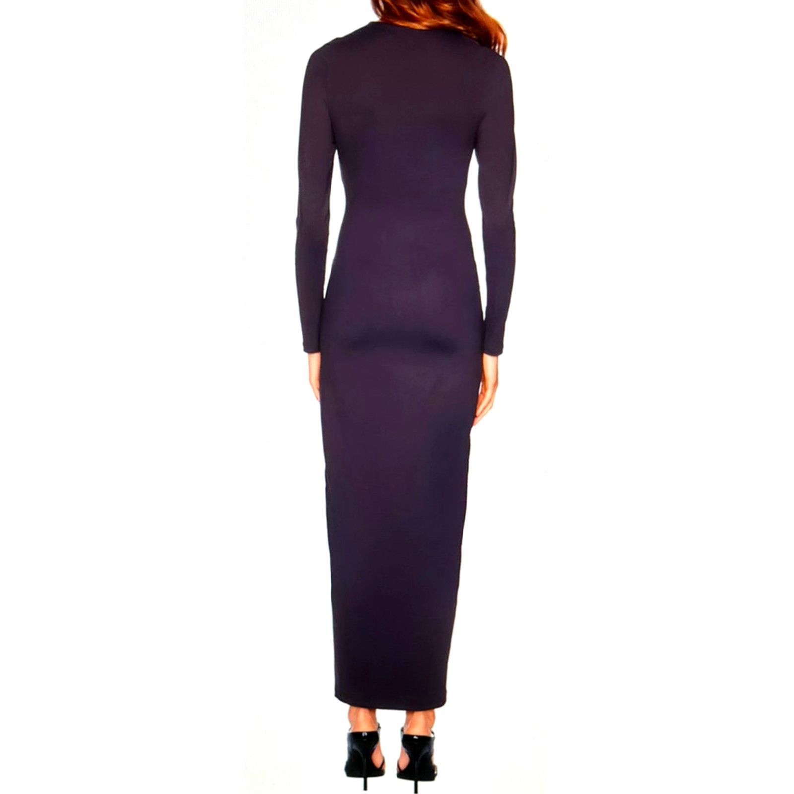 Susana Monaco Susana Monaco Crew Long Sleeve Slit Midi Dress Midnight L Size L / US 10 / IT 46 - 5 Thumbnail