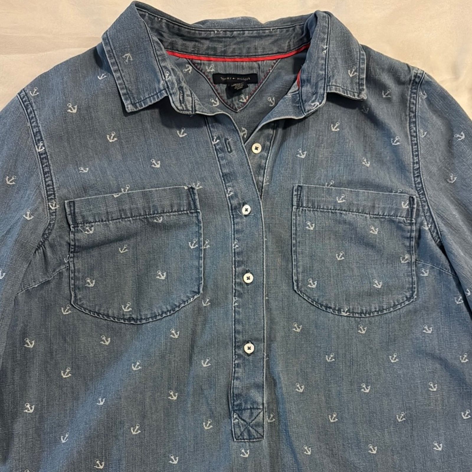 Tommy Hilfiger Tommy Hilfiger Anchor Print Denim Blouse – Size XL Size XL / US 12-14 / IT 48-50 - 5 Thumbnail