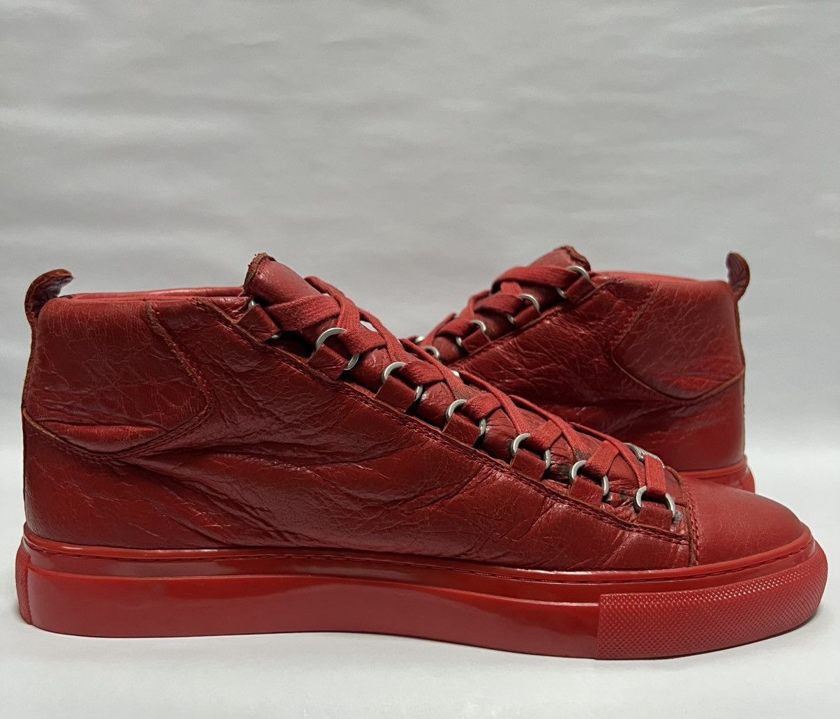 Balenciaga Balenciaga - Arena Red Leather High Top Sneakers Size US 7 / EU 40 - 8 Thumbnail