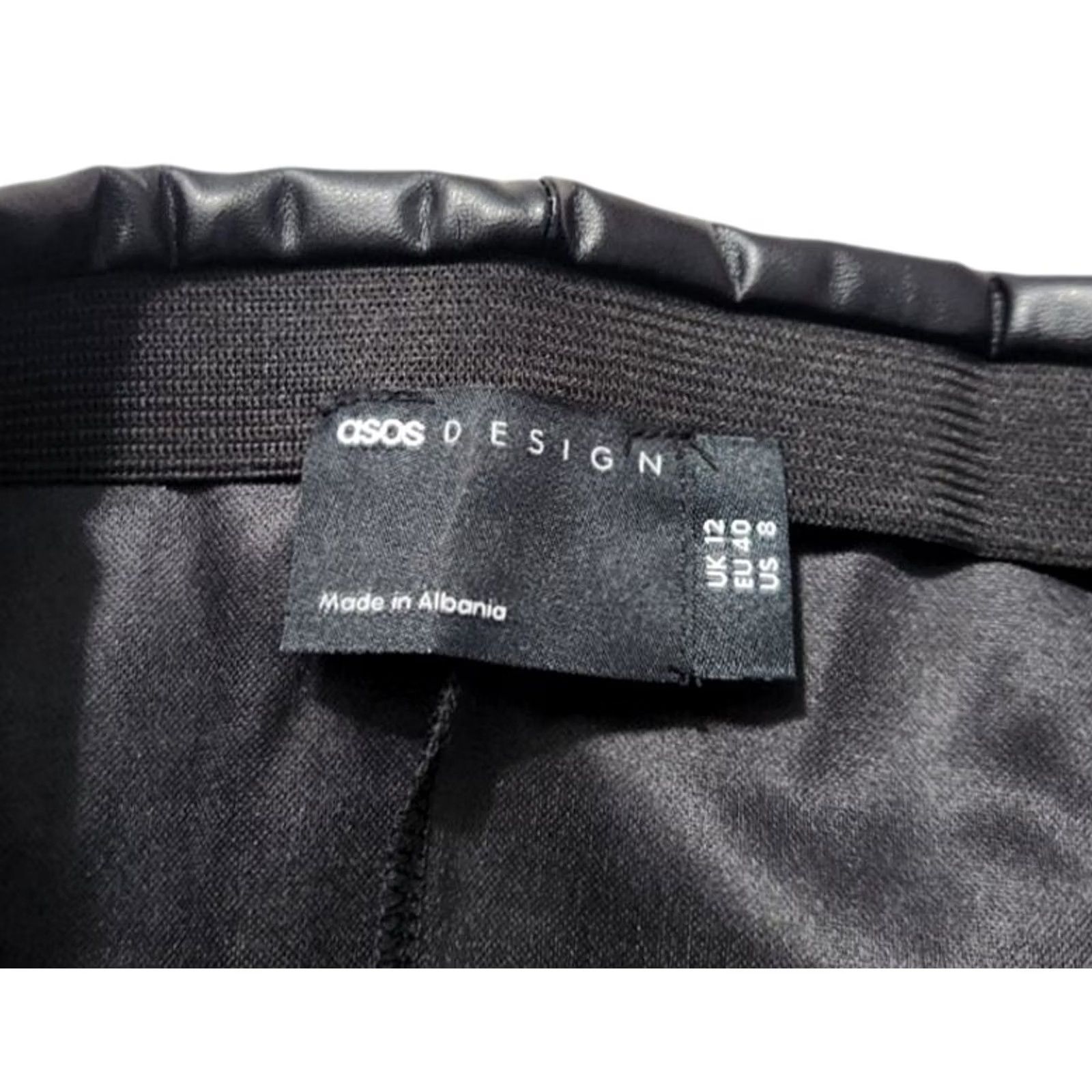 Asos ASOS Womens Skirt Mini Pull On Elastic Waist Faux Leather Black Size 8 Size 30" / US 8 / IT 44 - 3 Thumbnail