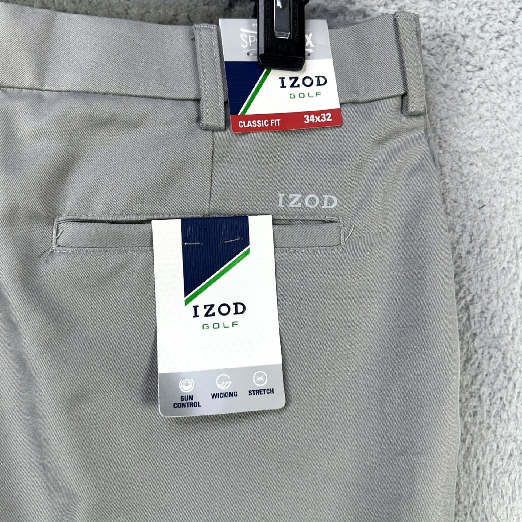 Izod VINTAGE: No (omit) Izod Golf Men Dress Pants 34X32 Gray Performance Wicking Stretch Classic Fit NEW Size US 34 / EU 50 - 6 Thumbnail