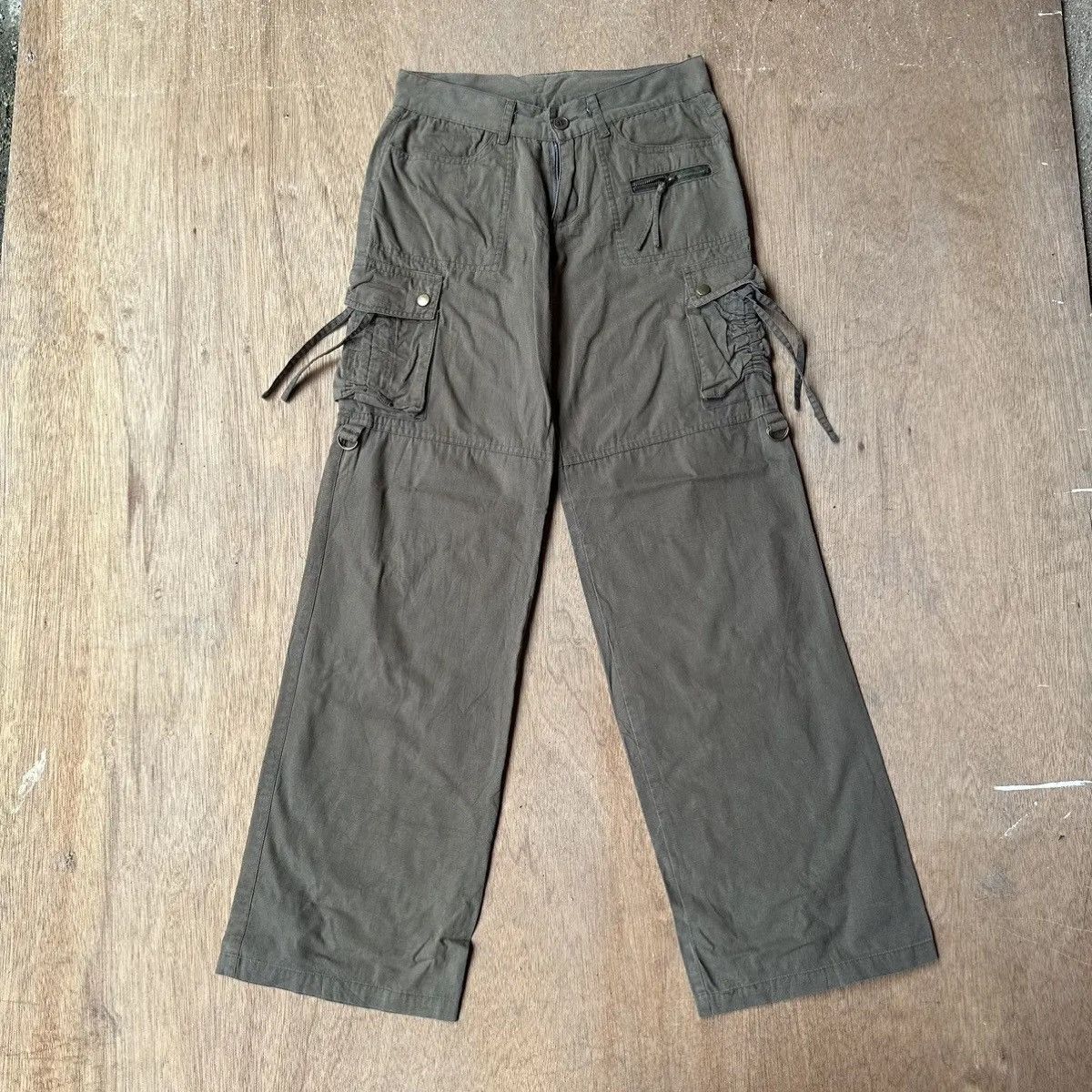 image of Edition Japan W27 L31 Japanese VTG Double Knee Baggy Tactical Cargo Pants in Green, Men's