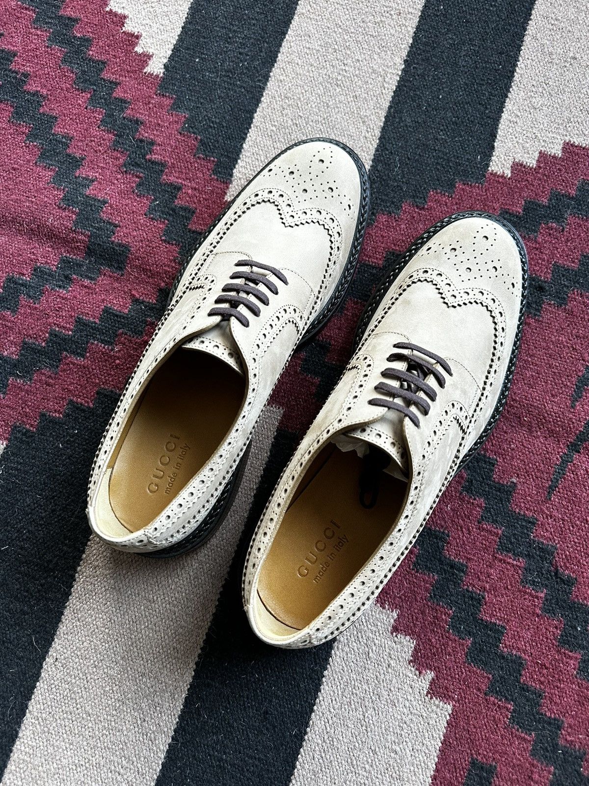 Gucci Gucci Suede Lasercut Accents Brogues Neutrals Oxfords Shoes Size US 10.5 / EU 43-44 - 7 Thumbnail