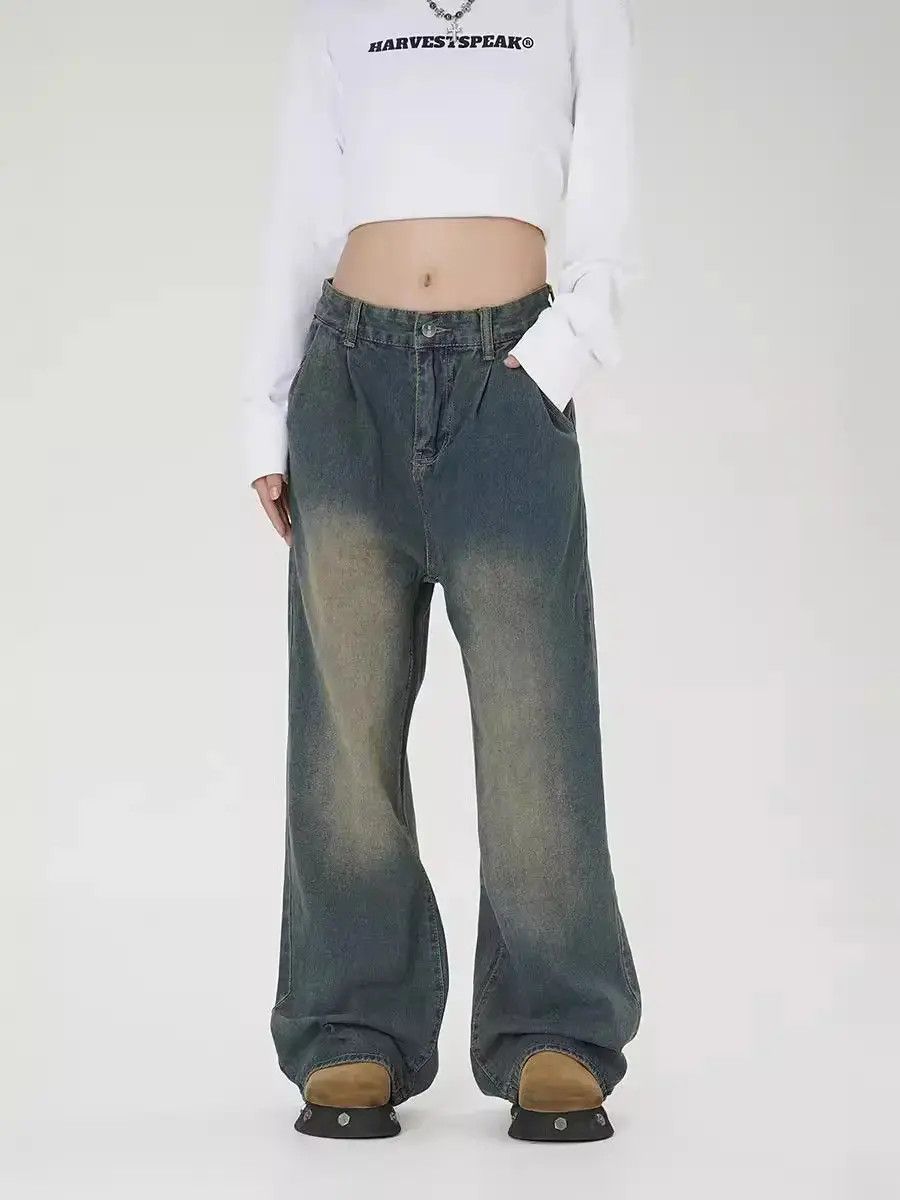 Japanese Brand Retro loose high street wide leg jeans Size US 32 / EU 48 - 3 Thumbnail
