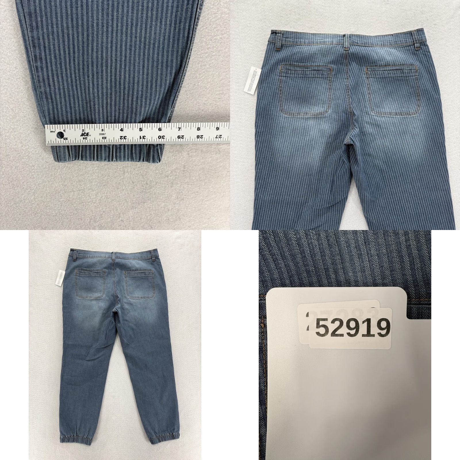 Vintage Diane Gilman DG2 Tapered Jeans Womens 16 Blue Striped Denim High Rise Jogger NWT Size 38" / US 16 / IT 52 - 8 Thumbnail