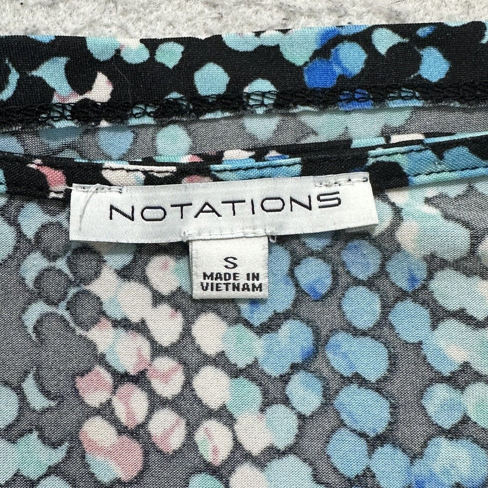 Other Notations Small Crewneck T Shirt Blue Black Blouse Top Size S / US 4 / IT 40 - 3 Thumbnail