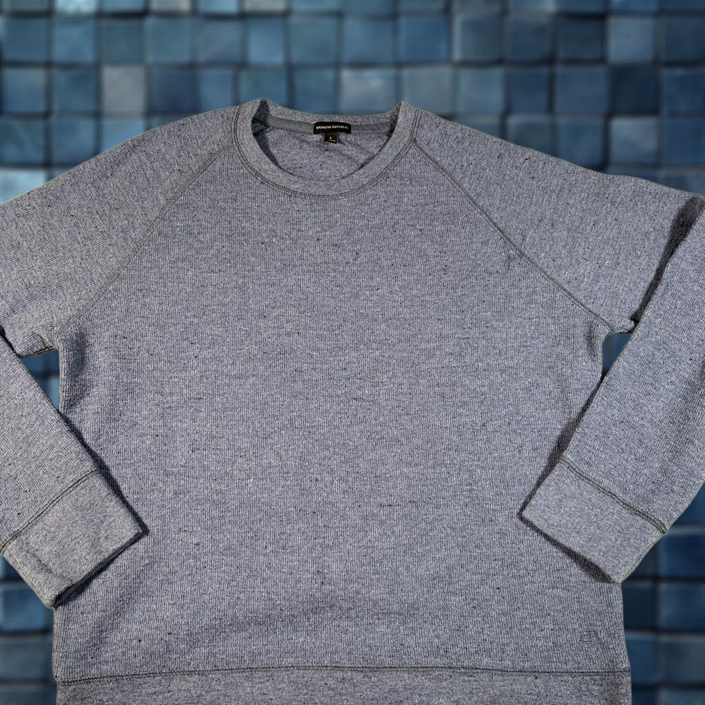 Banana Republic Banana Republic Sweatshirt Men L Blue Heather Raglan Crew Neck Thermal Knit Pullover Regular Cotton Polyester Raglan Sleeves Size US L / EU 52-54 / 3 - 1 Thumbnail