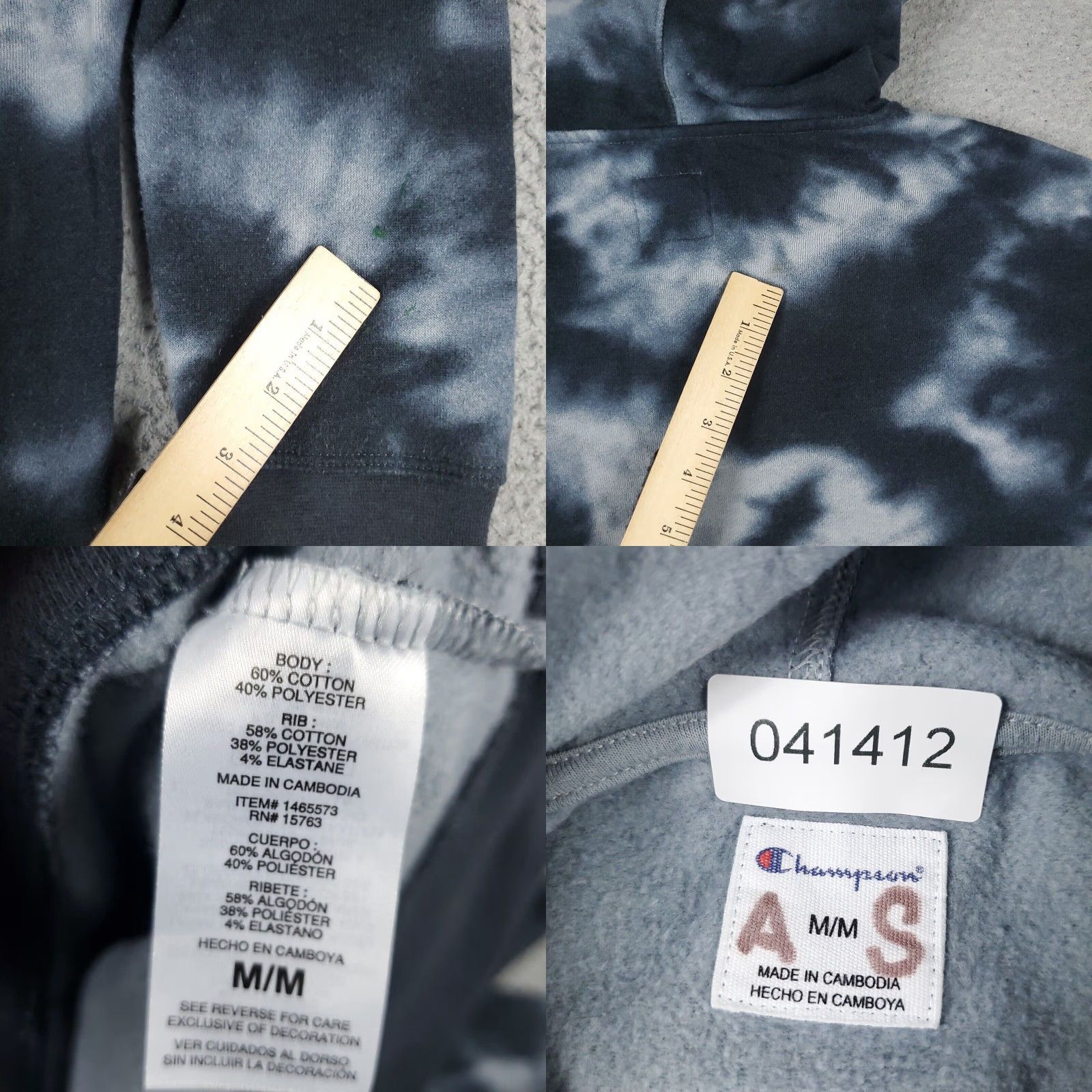 Champion Champion Blue Gray Tie Dye Women's Medium Long Sleeve Hoodie Sweatshirt Size M / US 6-8 / IT 42-44 - 8 Thumbnail