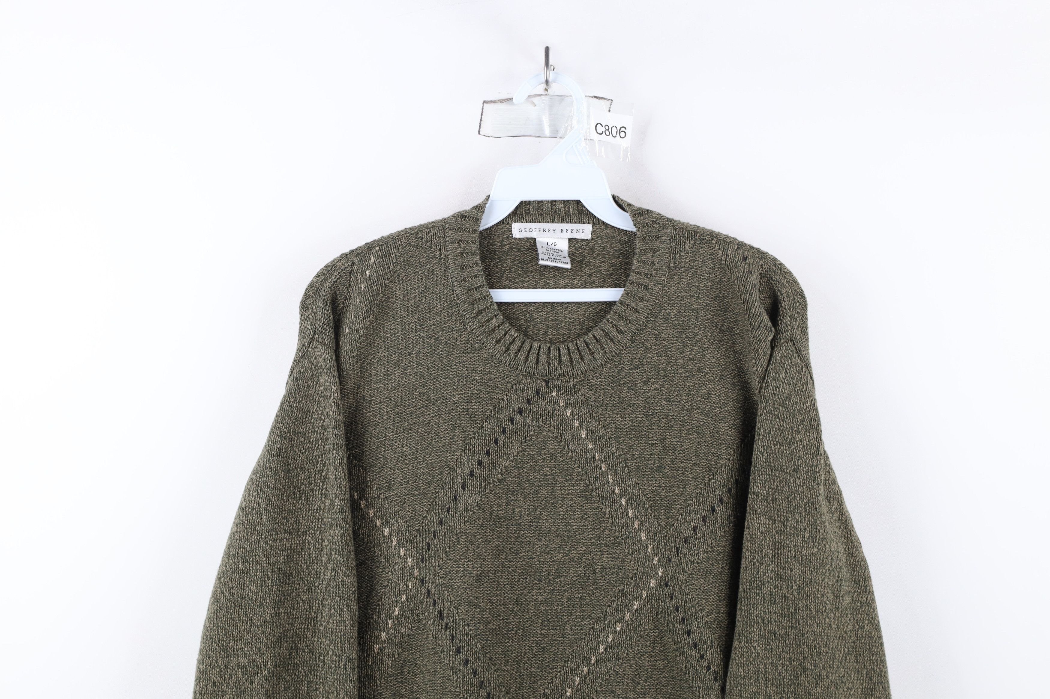 Vintage Vintage 90s Streetwear Argyle Diamond Knit Crewneck Sweater Size US L / EU 52-54 / 3 - 2 Thumbnail