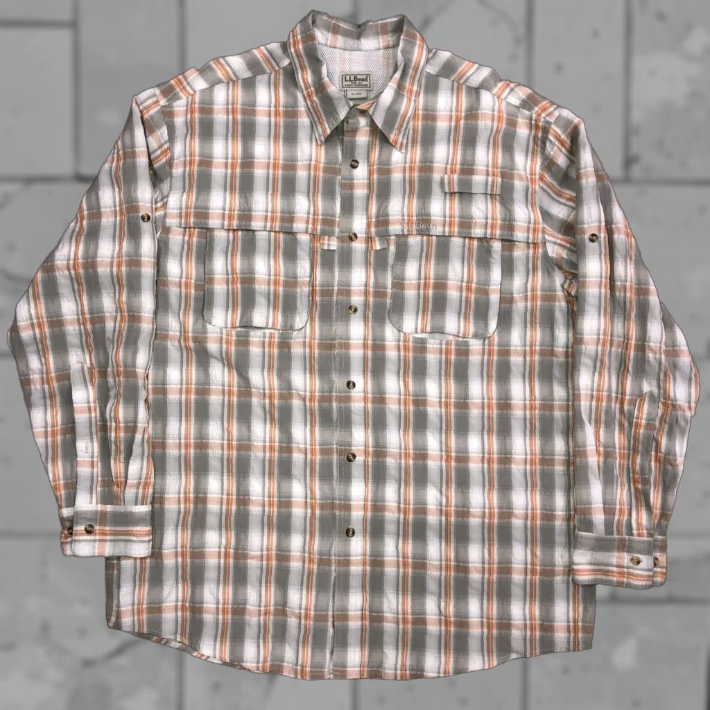Vintage L.L. Bean Shirt Plaid Fishing Vented XL Mens Size US XL / EU 56 / 4 - 1 Thumbnail