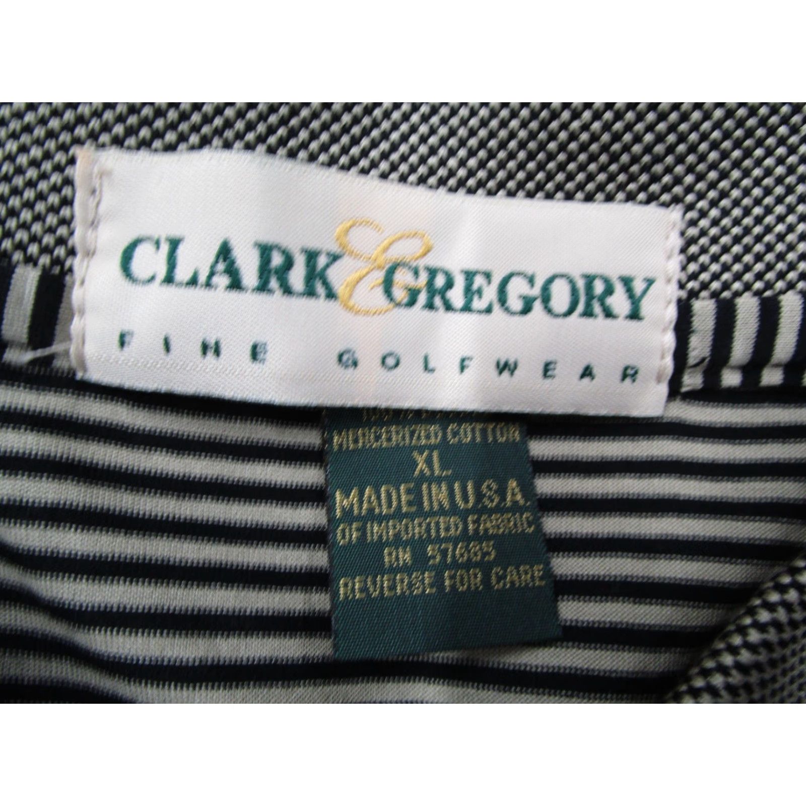 Gregory VINTAGE Clark & Gregory Polo Shirt Mens XL Long Sleeve Golf Made in USA Black Striped Polo Shirt 80s 90s Retro Mens XL Size US XL / EU 56 / 4 - 3 Thumbnail