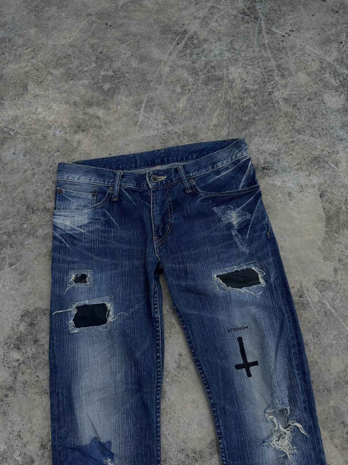 Le Grande Bleu (L.G.B.) 2000s Rare L.G.B. Leather Patch Cross Denim Size US 32 / EU 48 - 3 Thumbnail