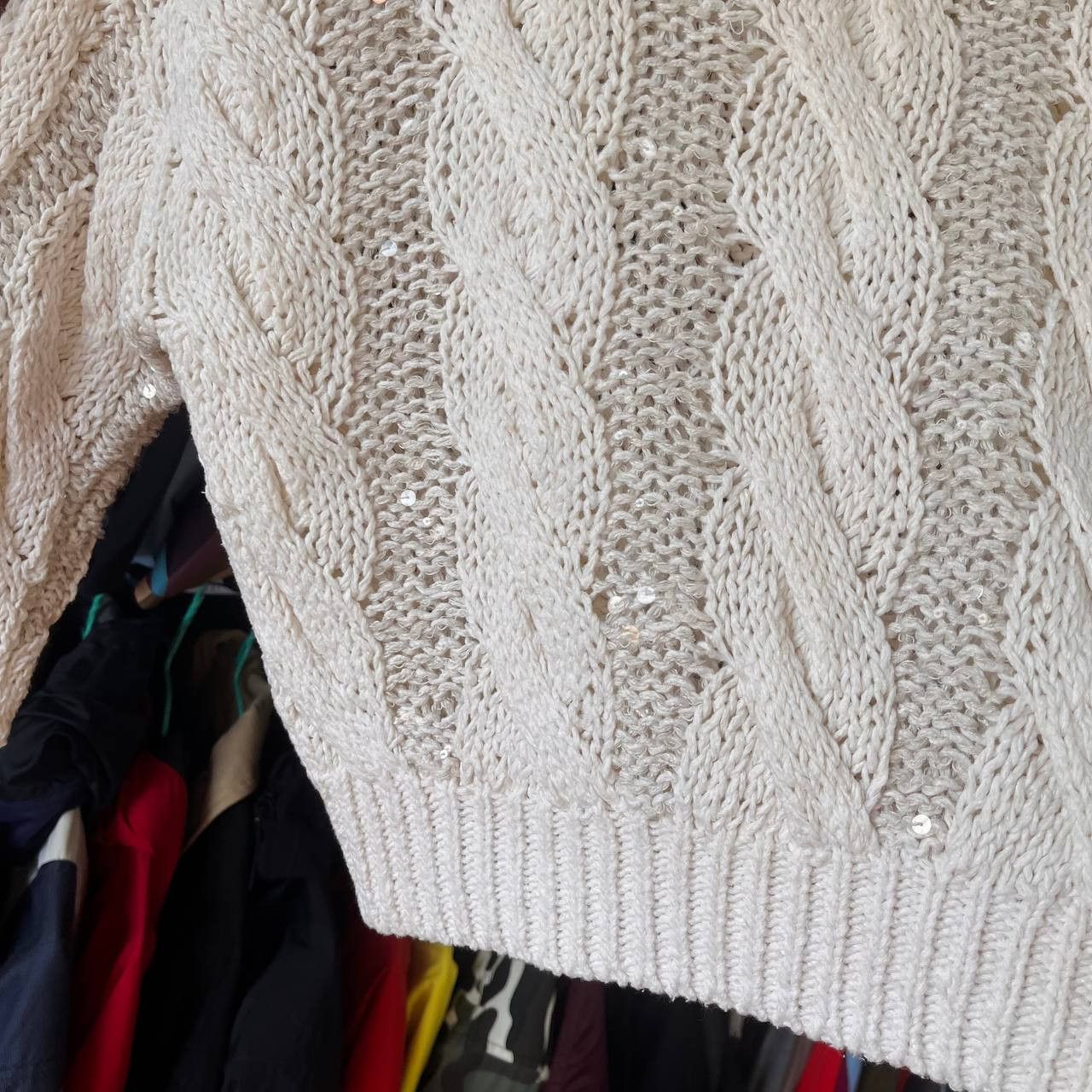 Brunello Cucinelli Brunello Cucinelli Cropped Sequin Cable Knit Sweater XS Size XS / US 0-2 / IT 36-38 - 7 Thumbnail