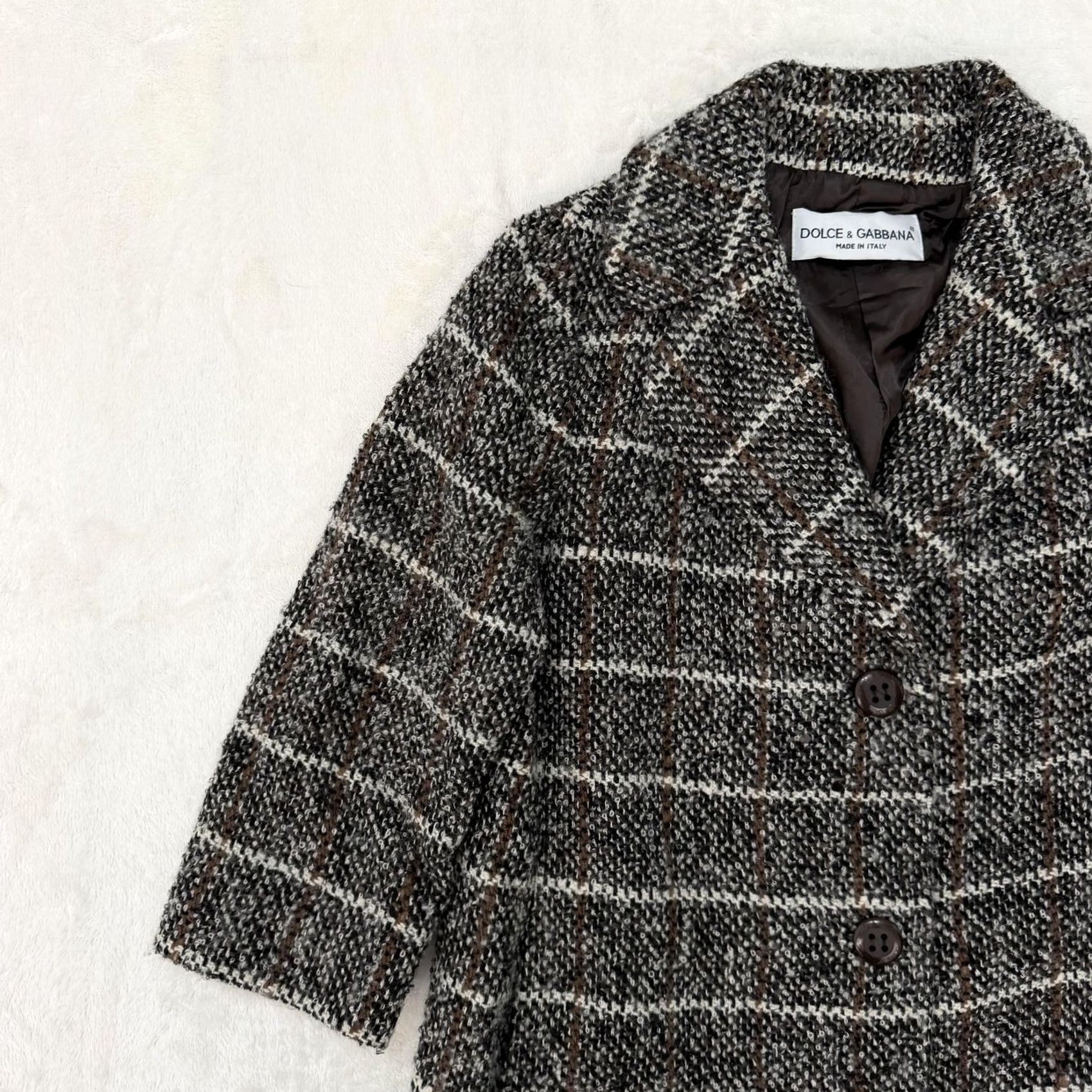 Dolce & Gabbana Dolce & Gabbana Coat Womens 44 Brown Wool Tweed Check Long Size M / US 6-8 / IT 42-44 - 5 Thumbnail