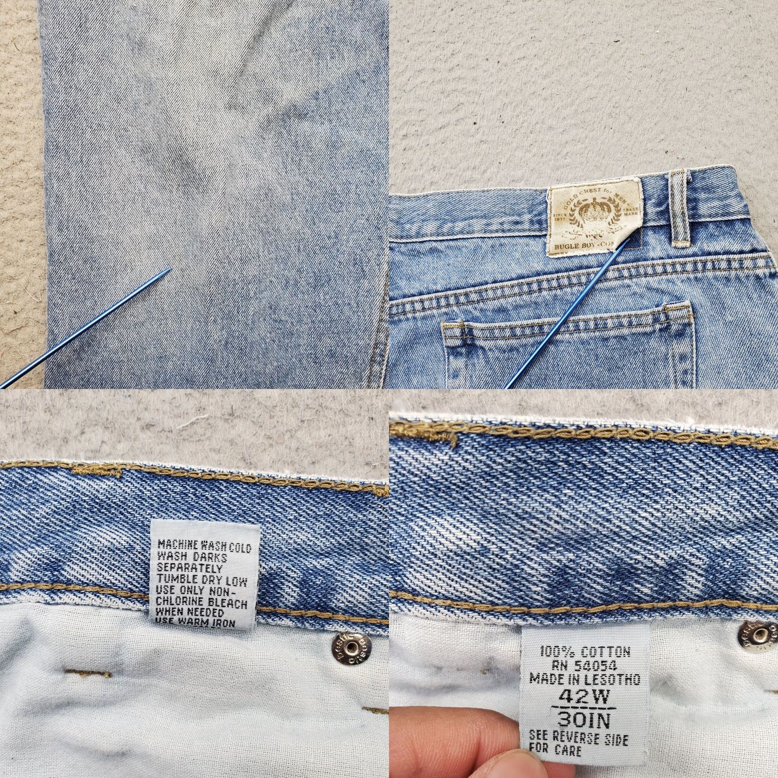 Bugle Boy Bugle Boy Mens Jeans 42x30 Blue Denim 740 Relaxed Fit Straight Leg Vintage Style Shirt Size US 42 / EU 58 - 8 Thumbnail