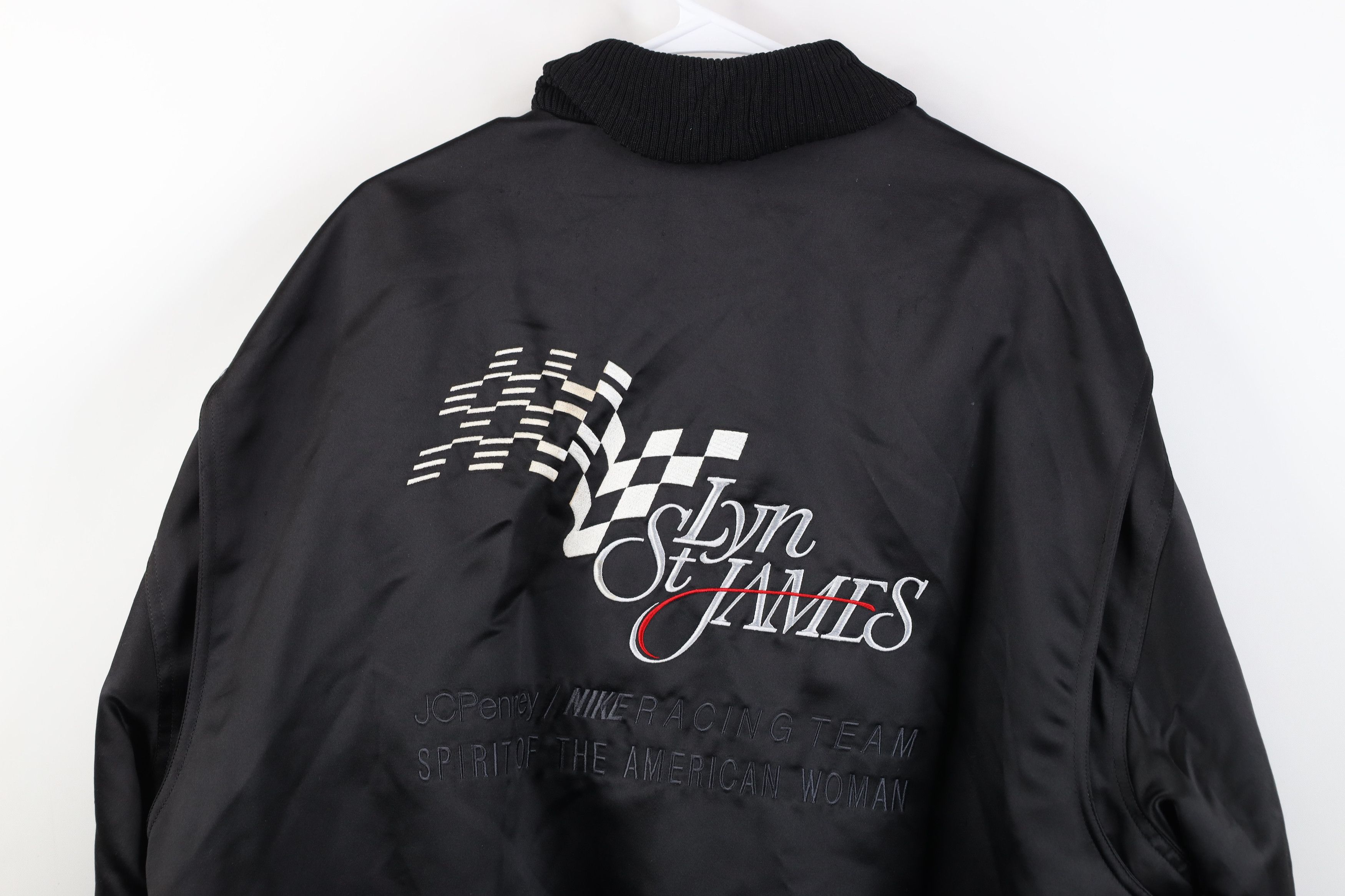 Nike Vintage 90s Nike Racing Team James Satin Bomber Jacket Black Size US L / EU 52-54 / 3 - 16 Thumbnail