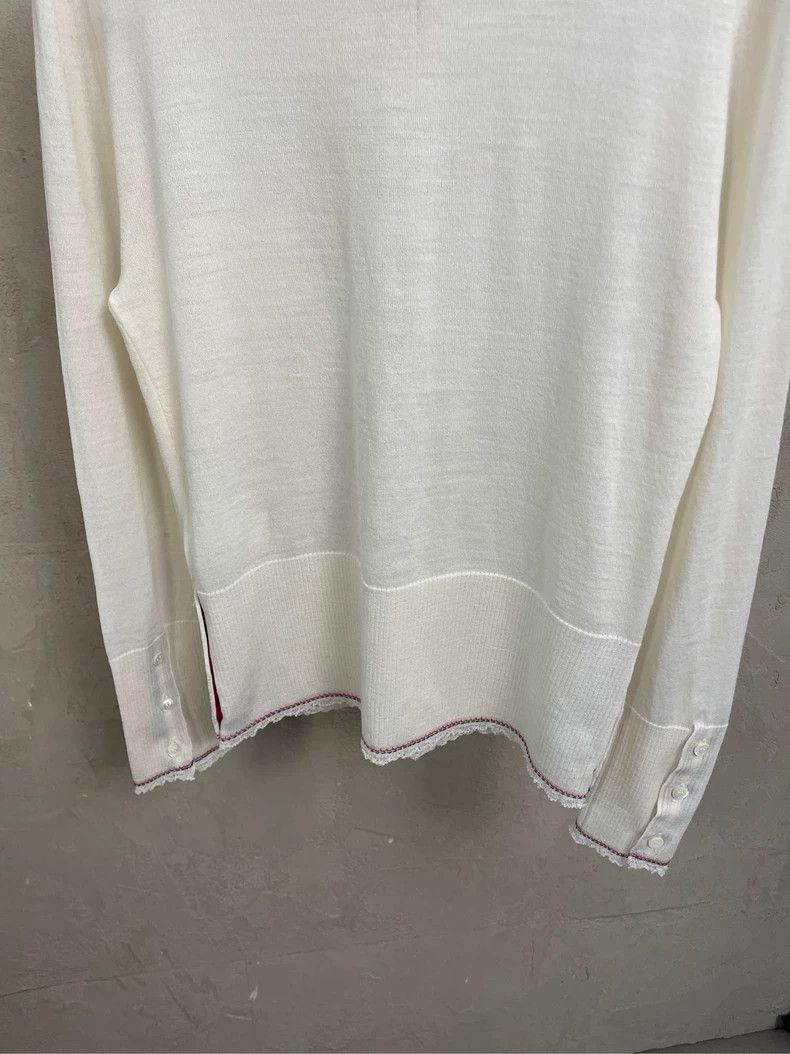 Thom Browne Thom Browne Show off-white summer series thin wool cardigan Size M / US 6-8 / IT 42-44 - 4 Thumbnail
