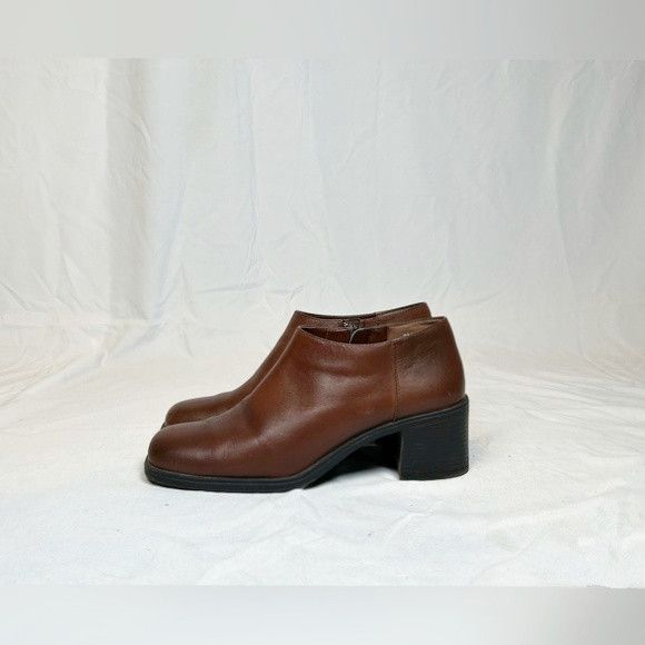Other Vintage 90s Brown Leather Square Toe Shooties Ankle Boots Size US 8 / IT 38 - 4 Thumbnail