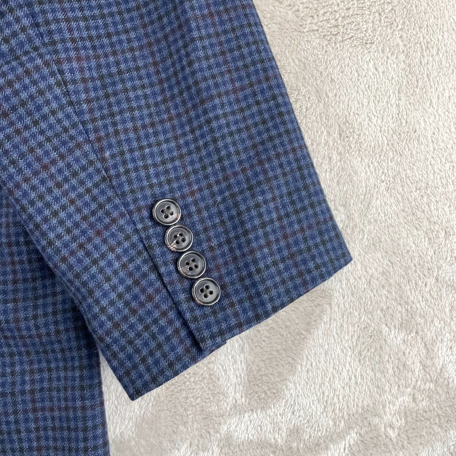 Ralph Lauren Lauren Ralph Lauren Sports Coat Blazer Men 46L Long Blue Check Wool Two-Button Jacket Size 46R - 6 Thumbnail