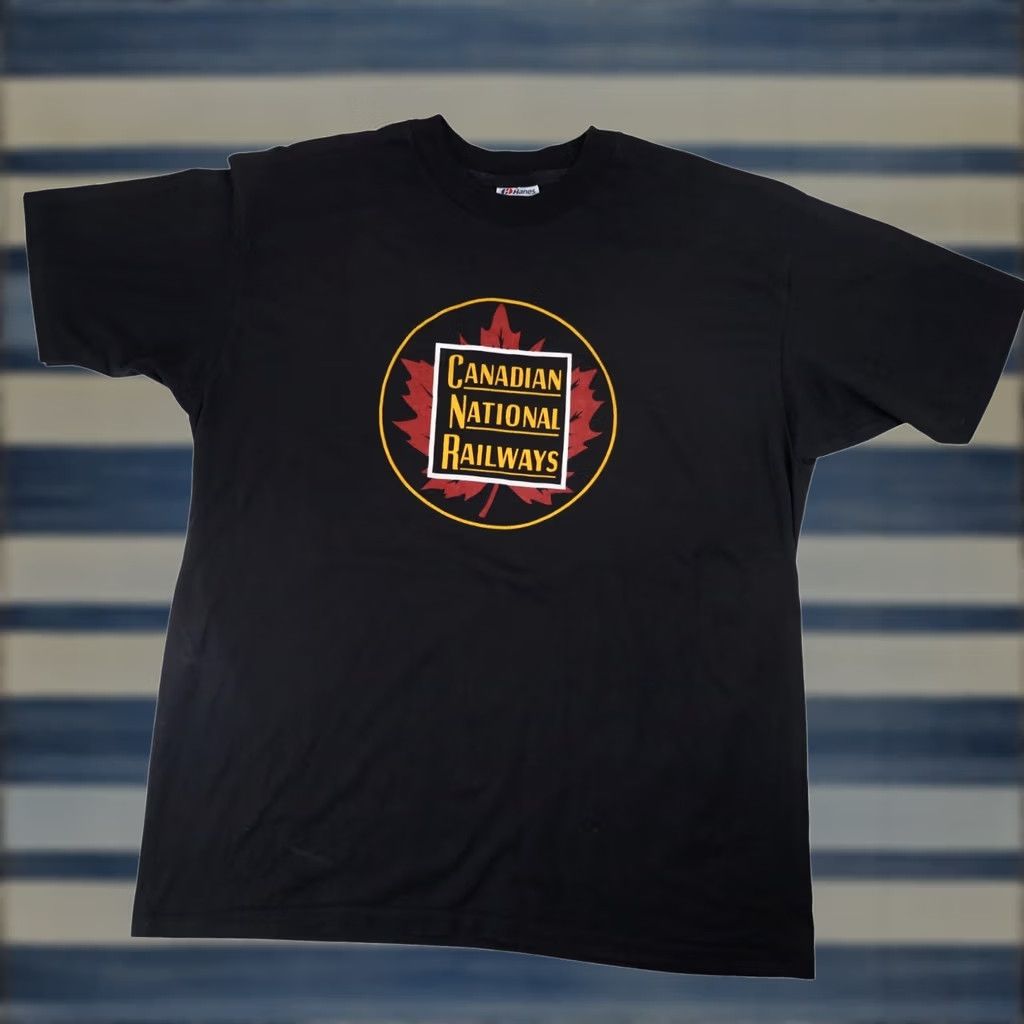 Vintage VINTAGE Canadian National Railways Mens XL Graphic T Shirt Black Size US XL / EU 56 / 4 - 1 Thumbnail