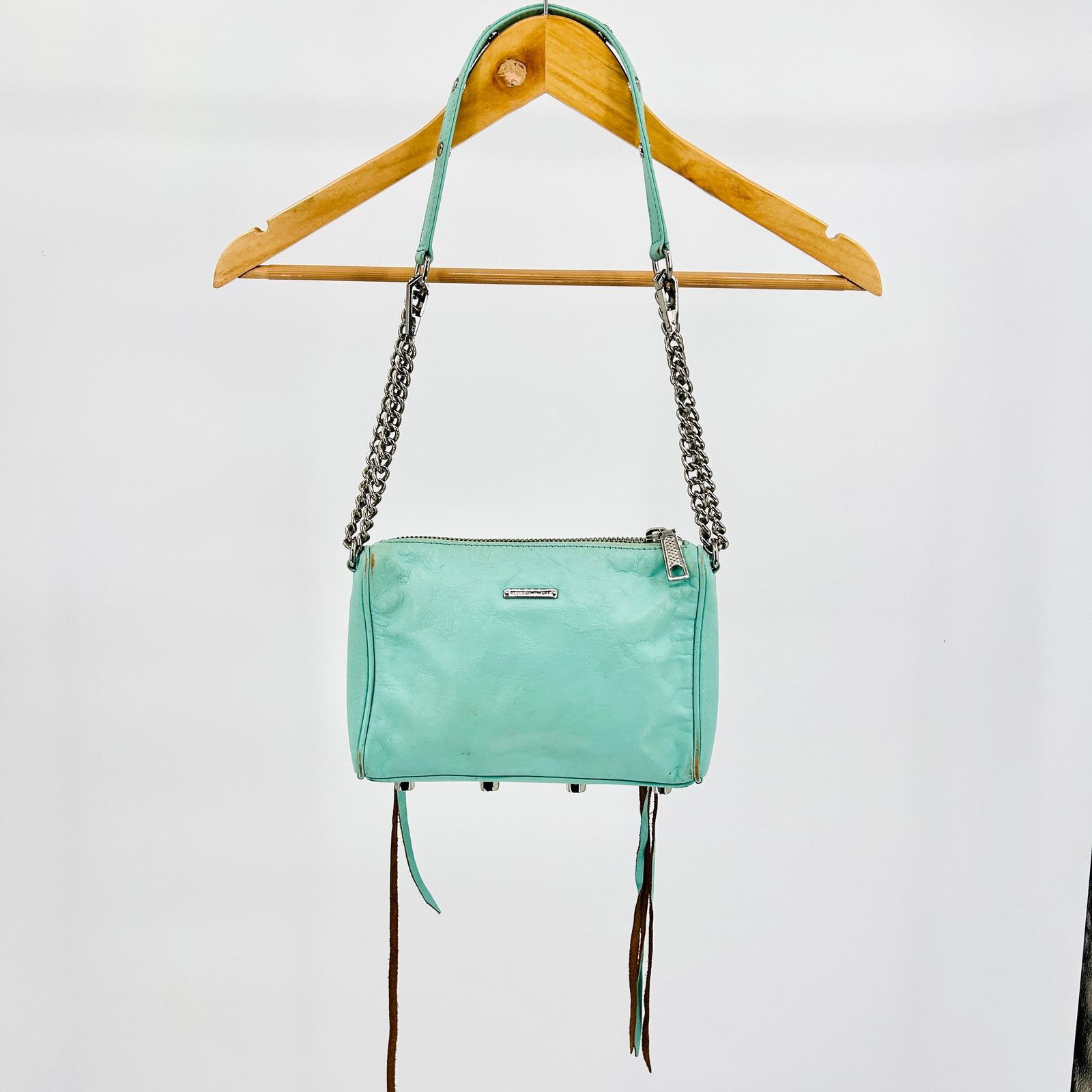 Rebecca Minkoff Vintage Y2K Mint Green Leather Silver Chain Shoulder Bag Size ONE SIZE - 5 Thumbnail