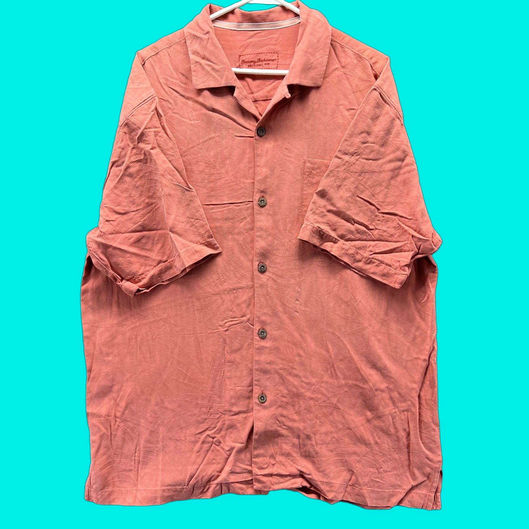 Tommy Bahama Tommy Bahama Shirt Men L Pink Silk Camp Button Front Tropical Hawaiian Tropical Patch Pocket Short Sleeve Casual Travel Size US L / EU 52-54 / 3 - 1 Thumbnail