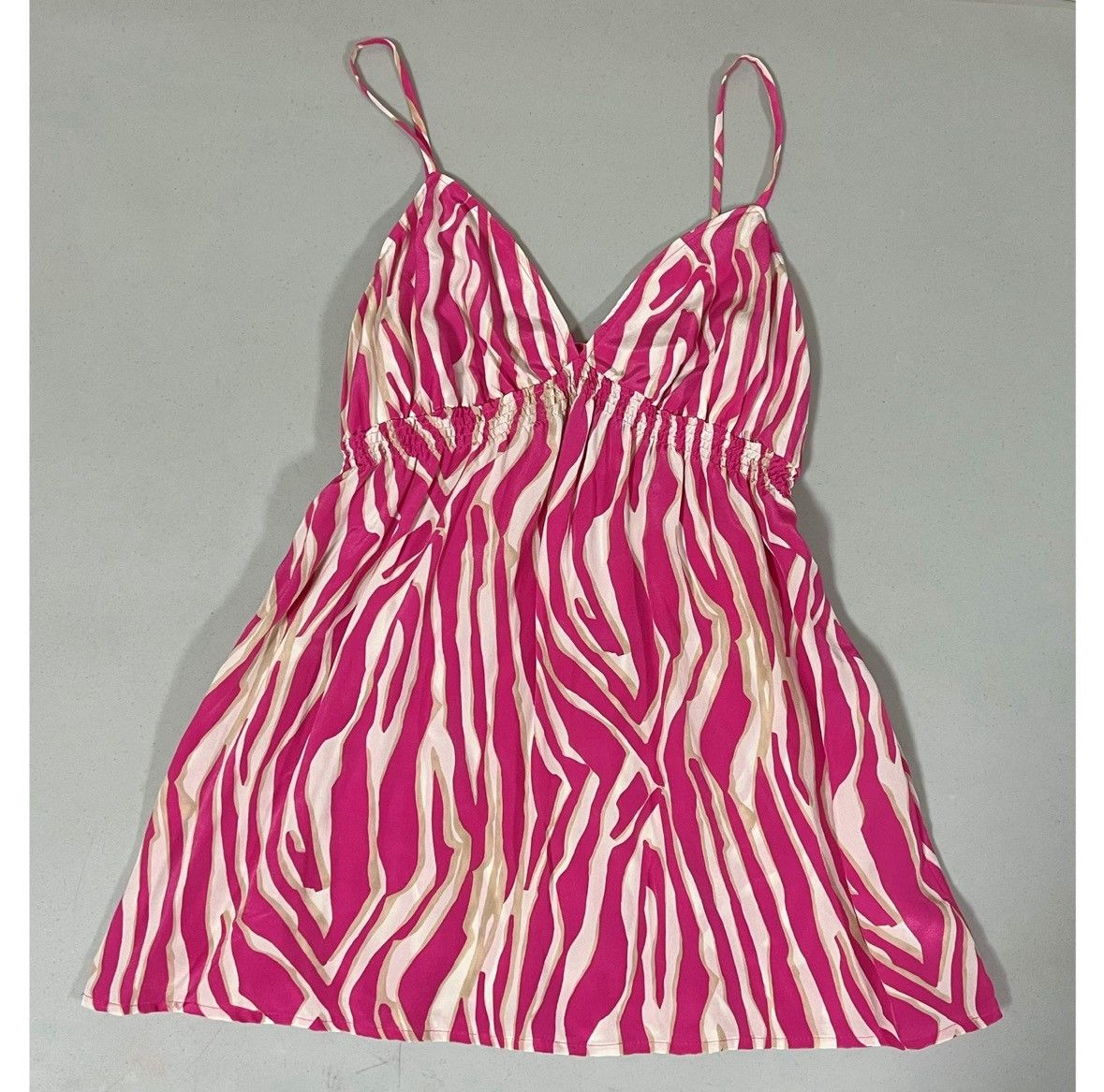 Express Pink White Zebra Print Y2K Babydoll Shirt Top Blouse XS 🩷✨ Size XS / US 0-2 / IT 36-38 - 2 Thumbnail