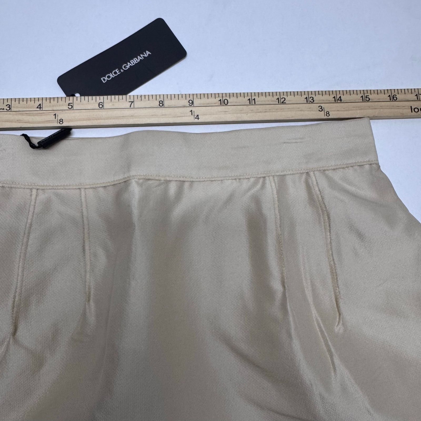 Dolce & Gabbana NDolce & Gabbana Wool Silk Blend A-Line Skirt 46/US 10 Beige Size 32" / US 10 / IT 46 - 4 Thumbnail
