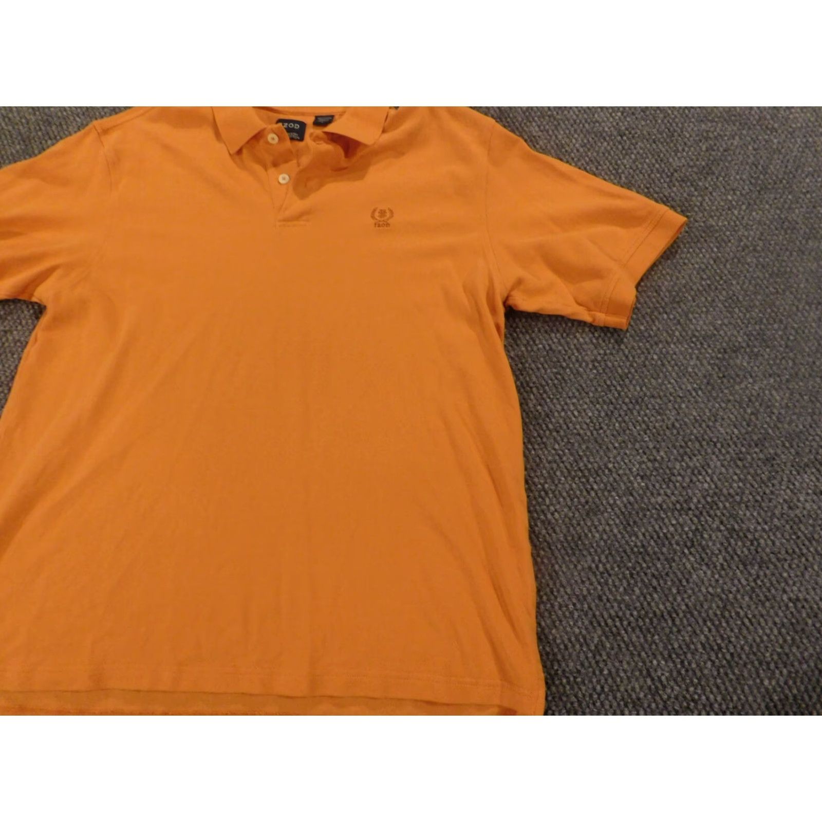 Izod IZOD Polo Shirt Mens L Orange Short Sleeve Collared Button Knit Cotton Classic Stretch Golf Regular Size US L / EU 52-54 / 3 - 3 Thumbnail