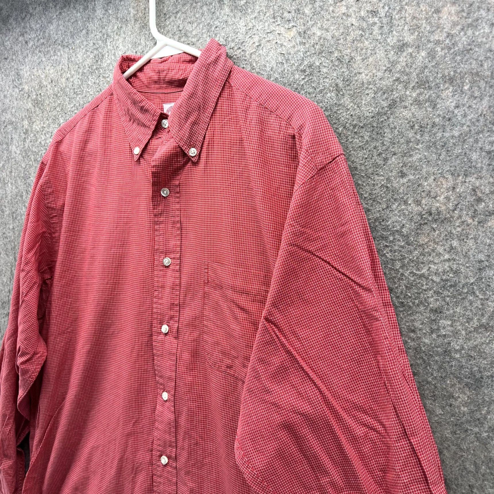 Brooks Brothers Brooks Brothers Shirt Mens 16.5 Red Check Button-Down Oxford Dress Plaid Shirt Casual Mens Red Check Knit Collar Shirt Size 46R - 4 Thumbnail