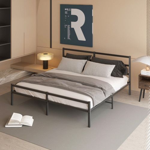 Designer × Homemade Metal Platform Bed frame with Headboard, Sturdy Metal Frame, Size US L / EU 52-54 / 3 - 7 Thumbnail