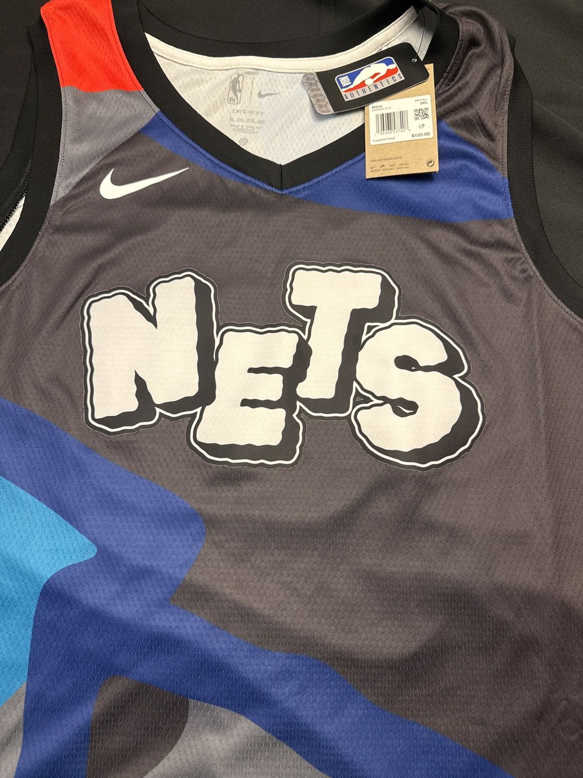 Nike *NEW*Size 60 City Edition Nets Jersey 3XL/2XL Size US XXL / EU 58 / 5 - 2 Thumbnail