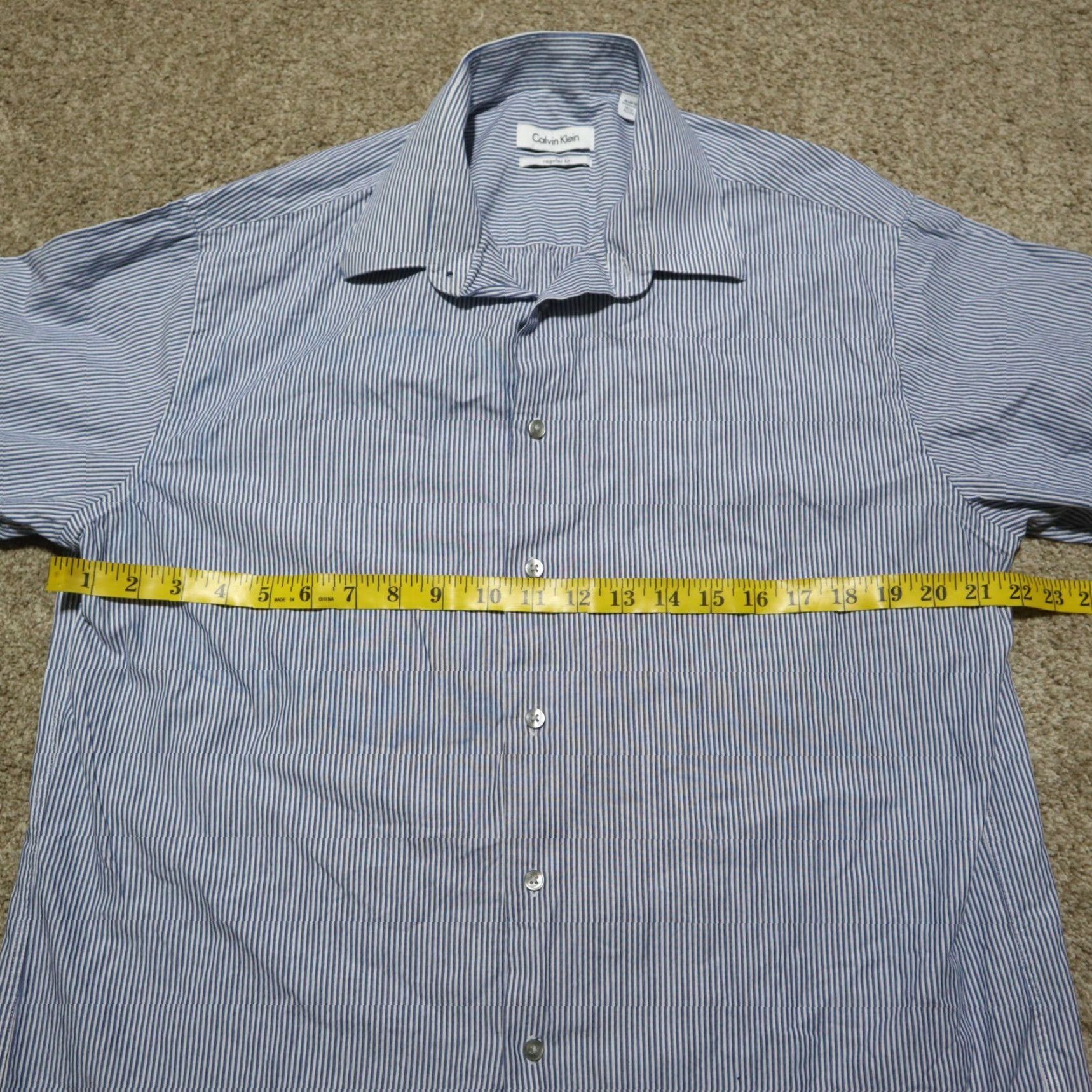 Calvin Klein Calvin Klein CK Blue Striped Button-Down Shirt Long Sleeve Men's 16.5 32/33 Size XS-? Size US XL / EU 56 / 4 - 4 Thumbnail