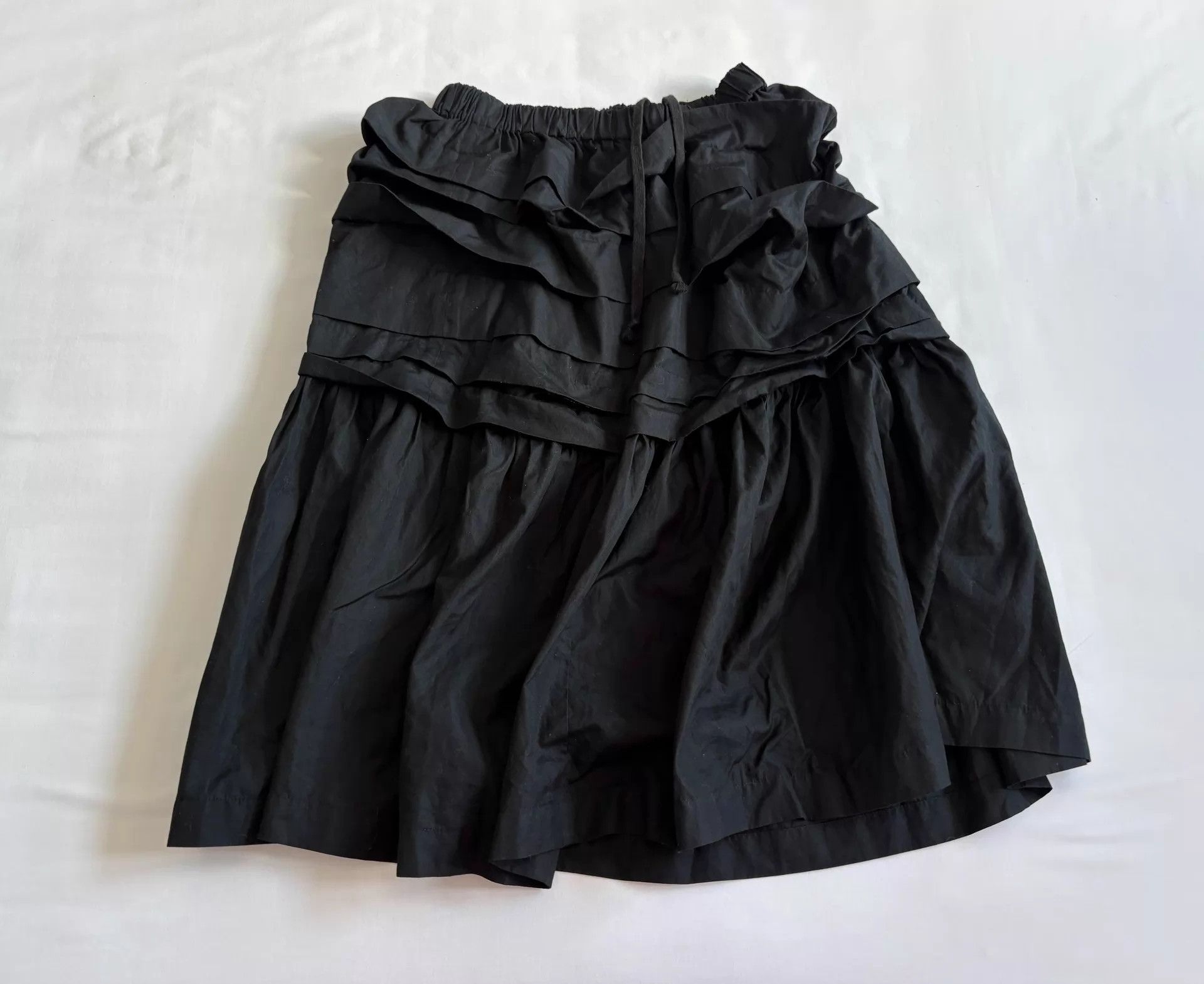 Comme des Garcons CDG Vintage Black Pleated Layered Elastic Waist Skirt Size 24" / US 00 / IT 34 - 4 Thumbnail