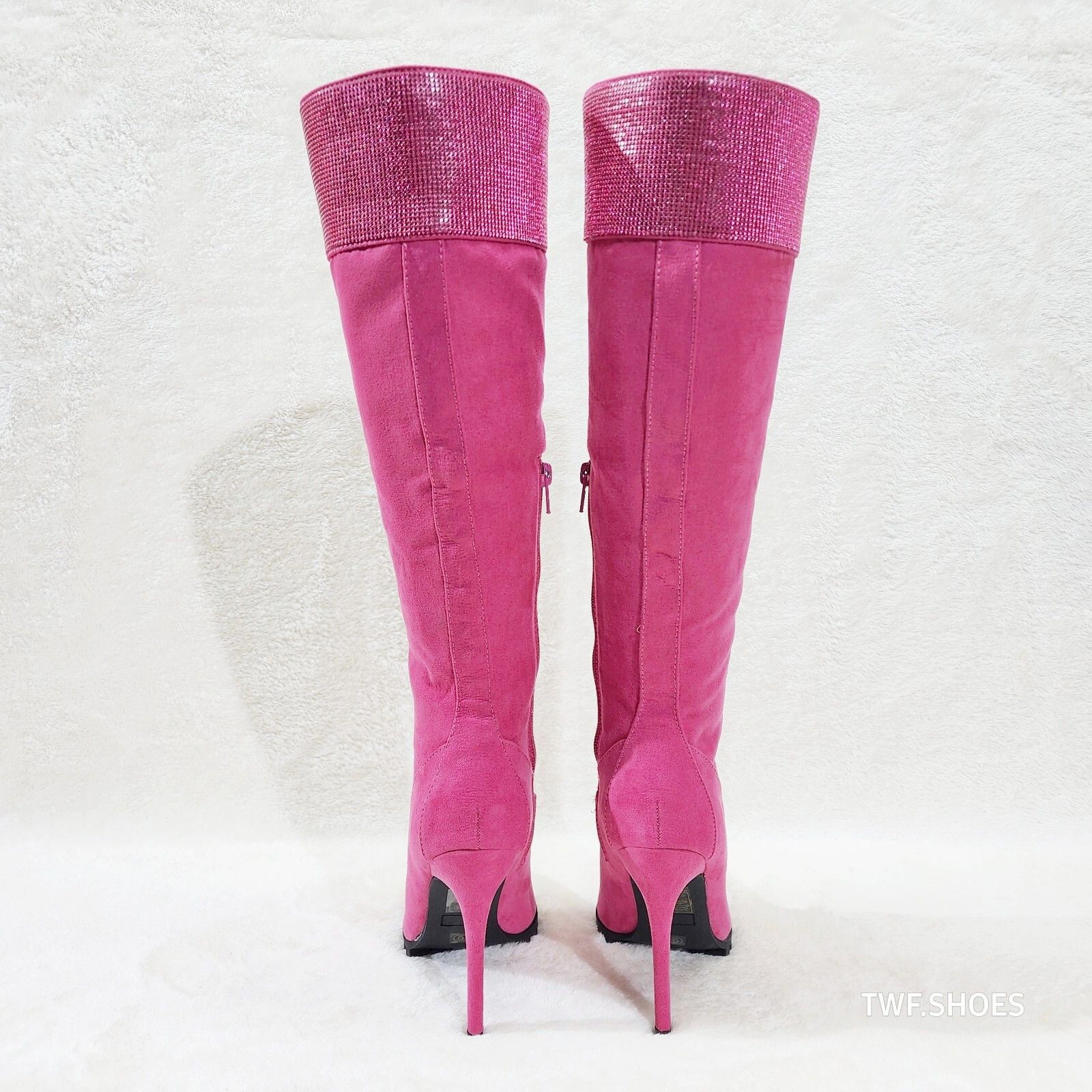 Other Queens Rhinestone Pointy Toe High Heels Stiletto Lace Up Kne Size US 9 / IT 39 - 3 Thumbnail