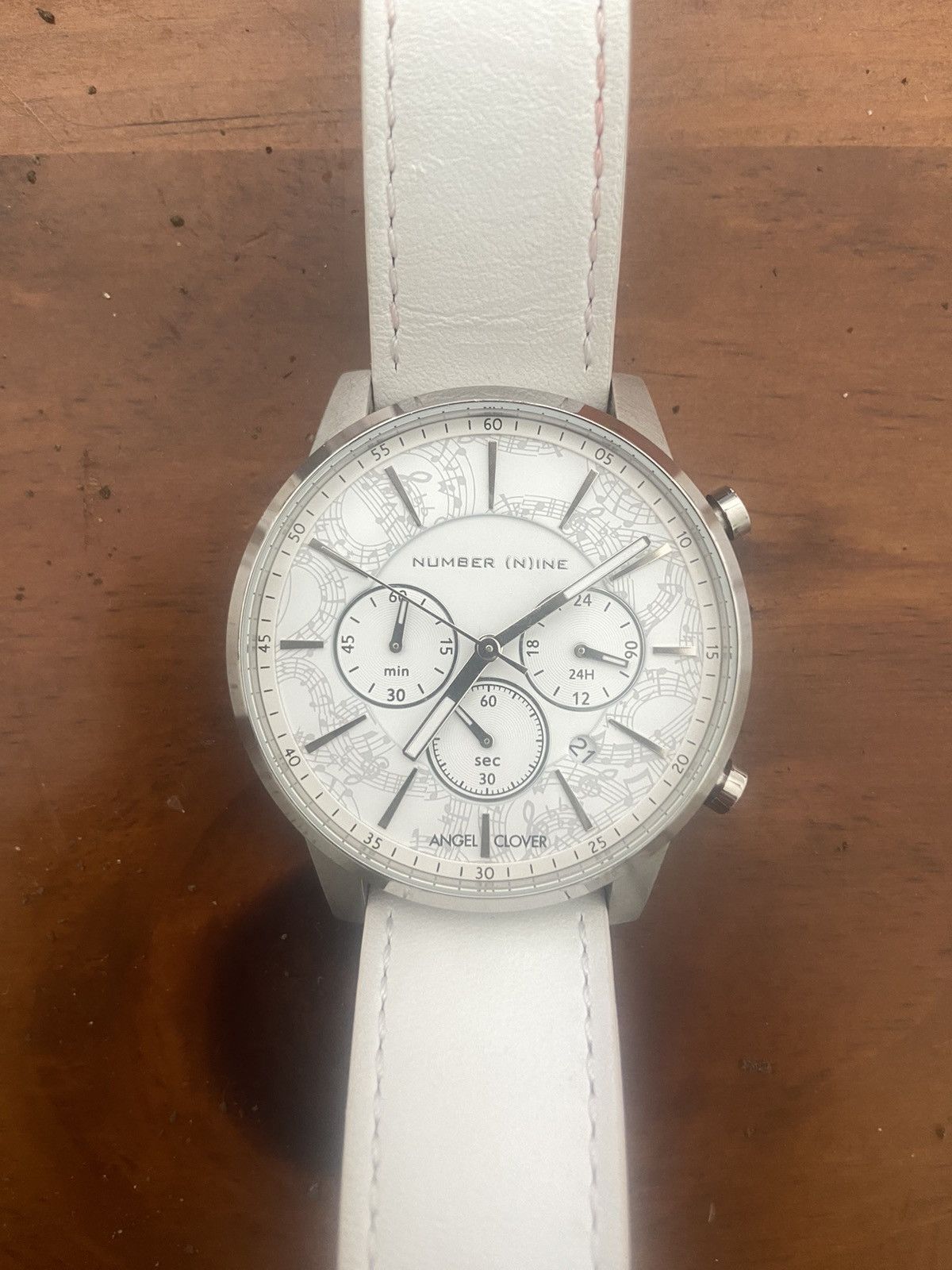 image of Archival Clothing x Number N Ine Number (N)Ine Angel Clover Musical Note Watch in White, Men's