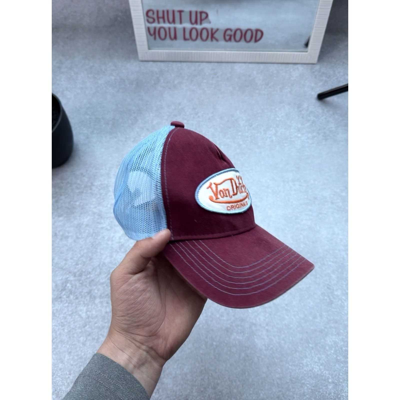 Von Dutch VINTAGE Von Dutch Burgundy Cap Hat One Size Men Baseball Cap 90s Retro Streetwear USA Cap Mens Size ONE SIZE - 2 Thumbnail