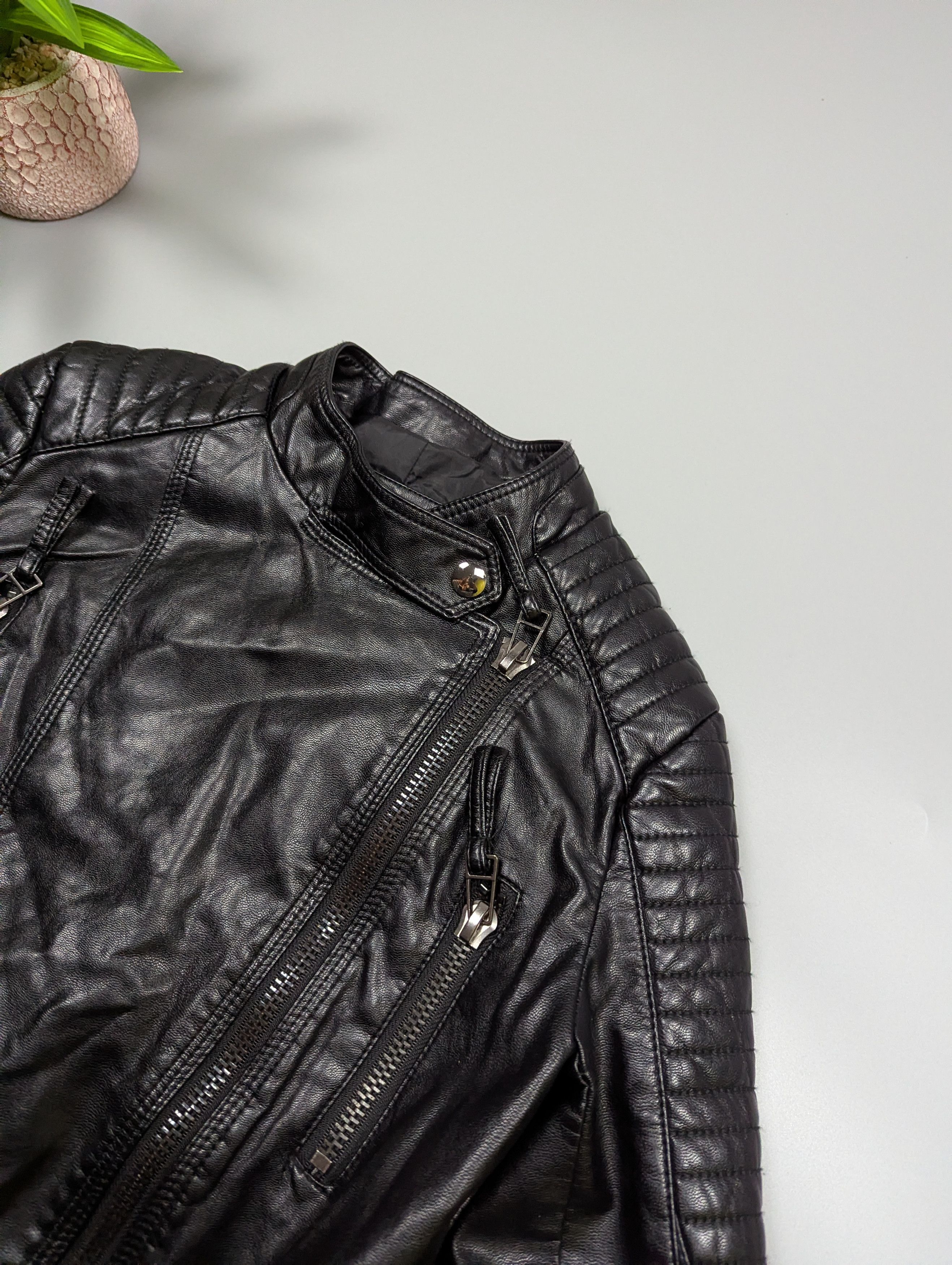 Other Women’s Black Motorcycle Biker Jacket with Skull Back Print Size S / US 4 / IT 40 - 14 Thumbnail