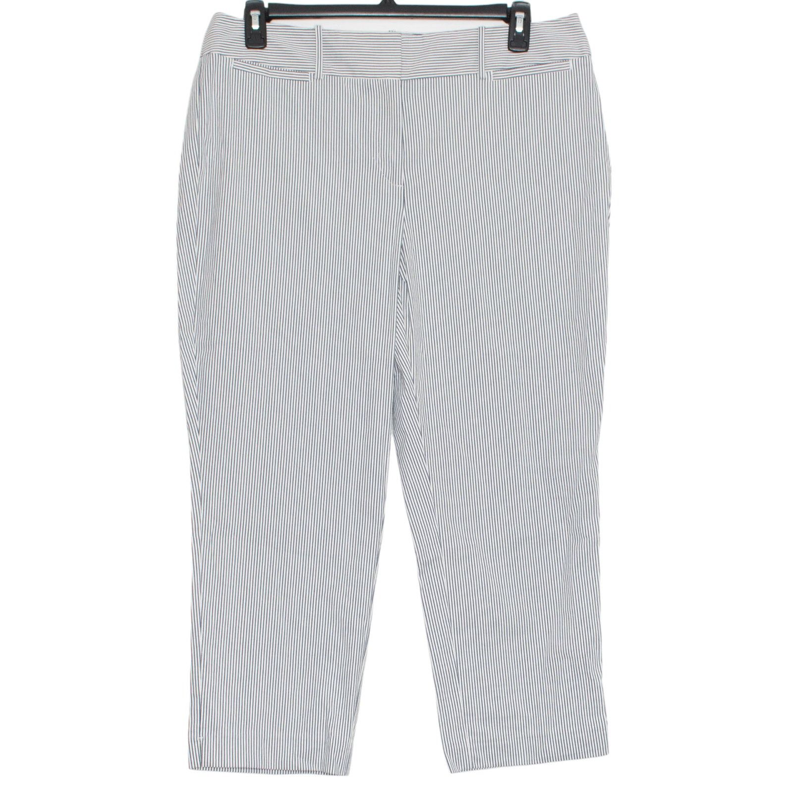Ann Taylor NWT Ann Taylor Pants High Rise Striped Blue White Ankle 14 Size 36" / US 14 / IT 50 - 1 Thumbnail