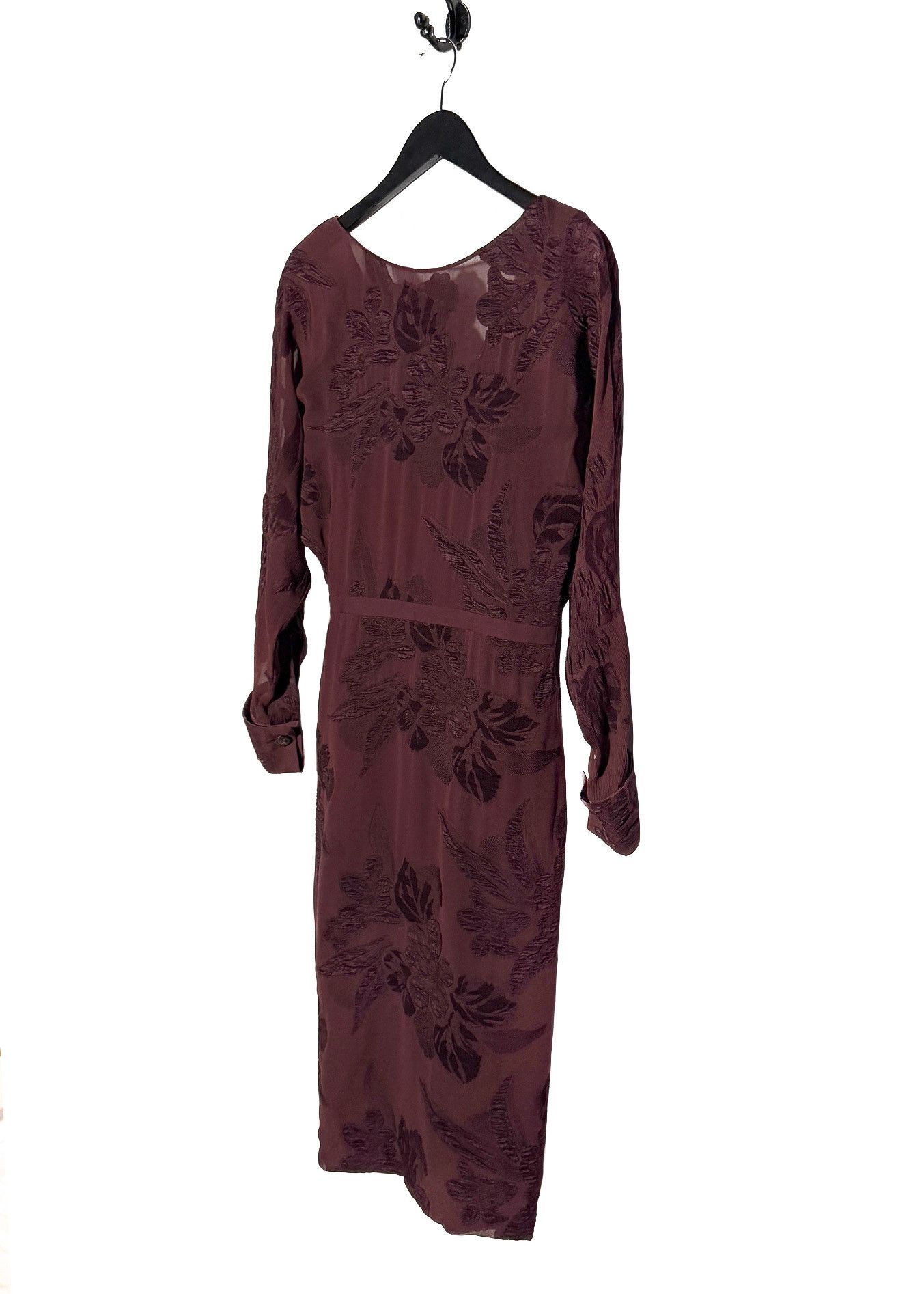 Gucci Gucci 2012 Runway Burgundy Sheer Floral Dress Size XS / US 0-2 / IT 36-38 - 2 Thumbnail