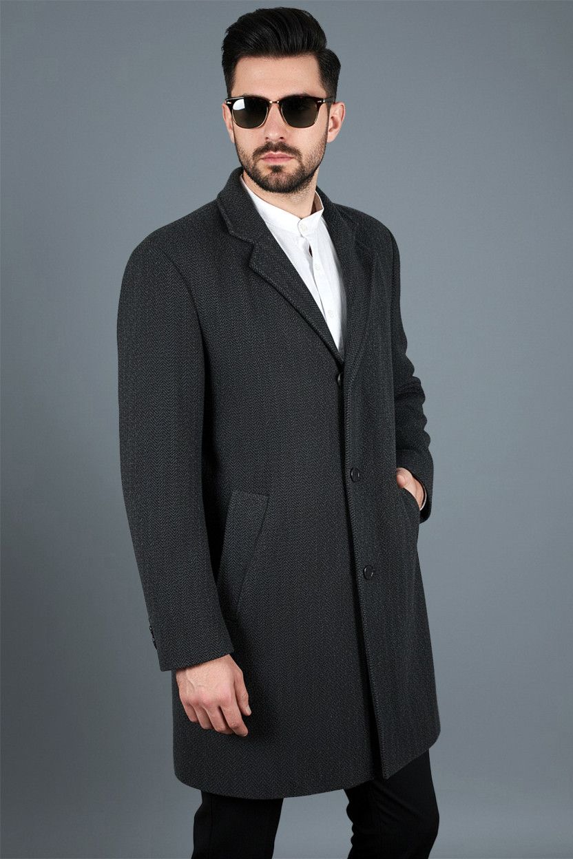 Vintage Men's luxury Y2K gray wool coat Frederik Anderson Copenhagen Size US XL / EU 56 / 4 - 2 Thumbnail
