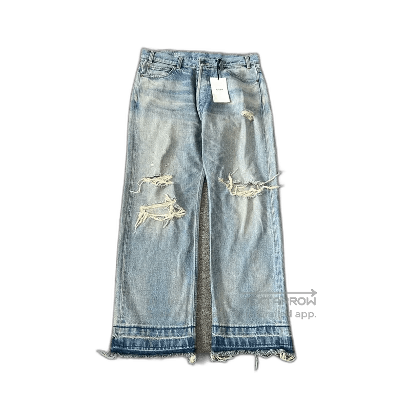 Celine Distressed Wash Denim Pants.