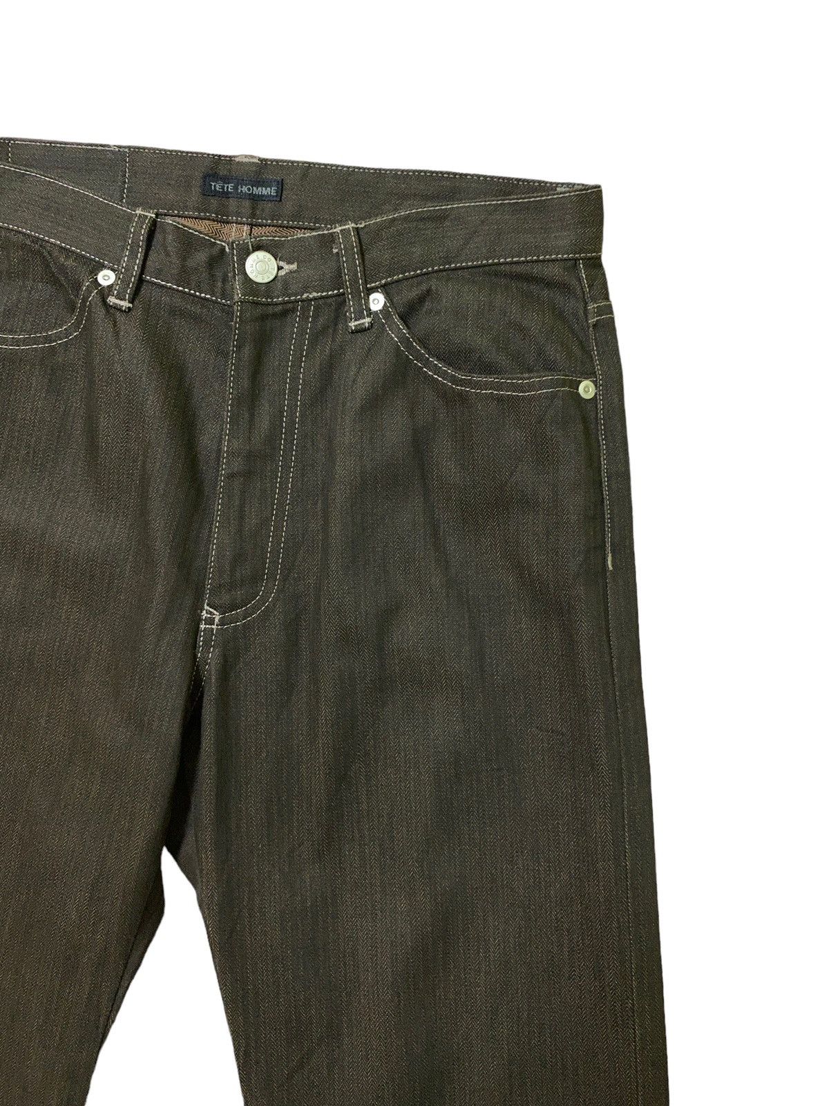 Tete Homme Vintage TETE HOMME Striped Brown Denim Pant Size US 28 / EU 44 - 5 Thumbnail