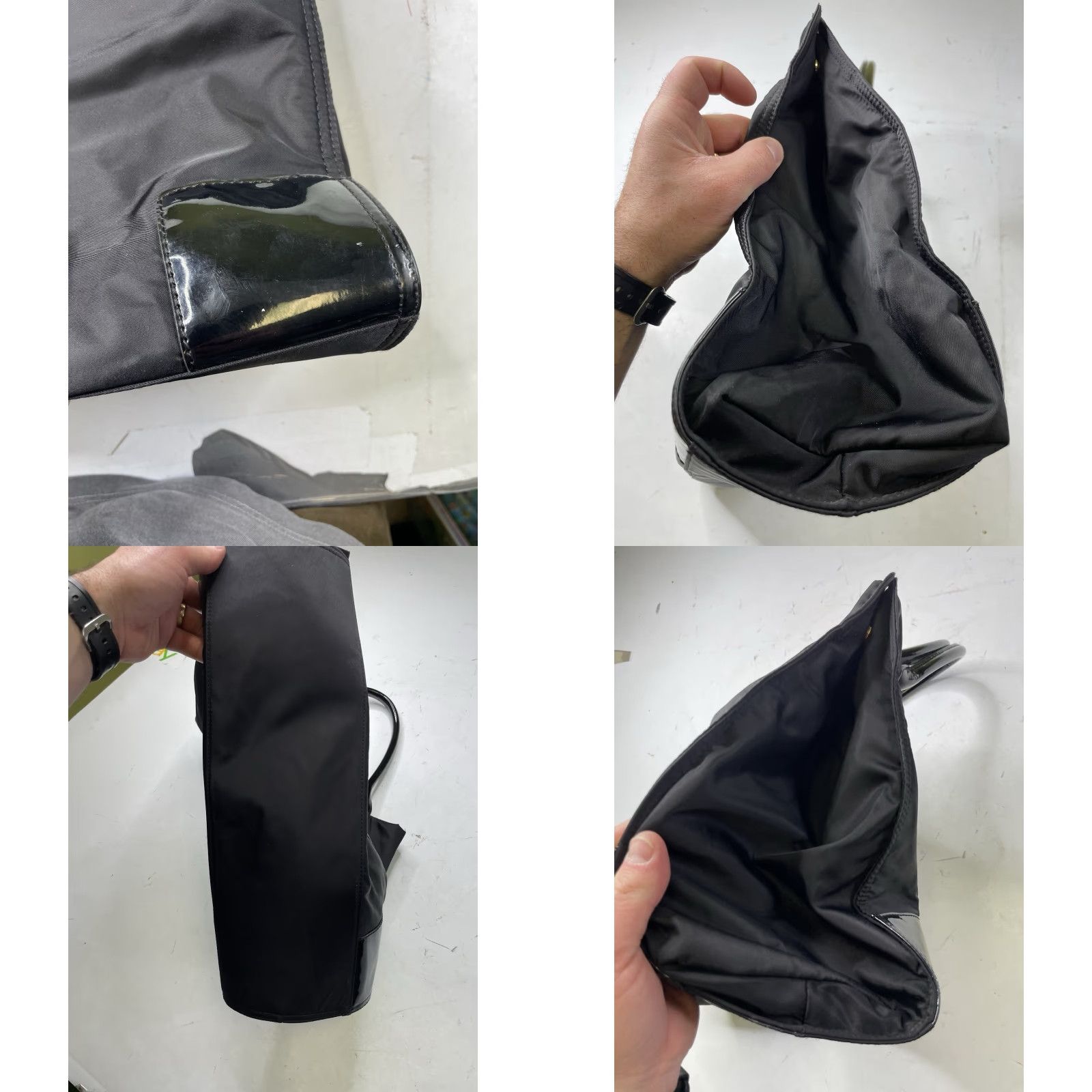 Tory Burch Tory Burch Ella Large Tote Bag Black Handbag Purse Tote Large Black Nylon Leather Double Handles Women Size ONE SIZE - 8 Thumbnail